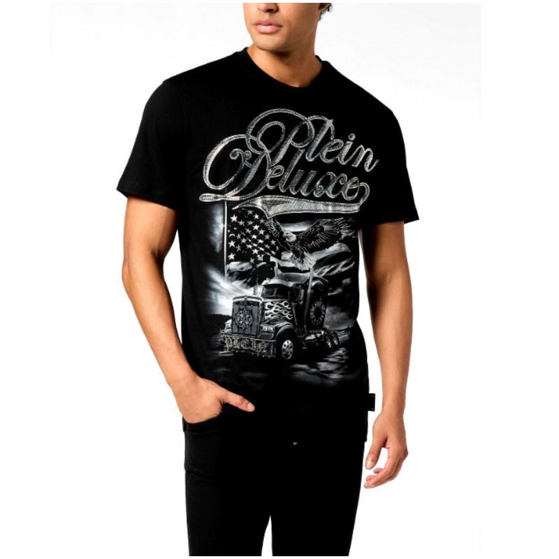 Philipp Plein Philipp Plein Black Truck Stones Round Neck T-Shirt XXL Size US XXL / EU 58 / 5 - 1 Thumbnail