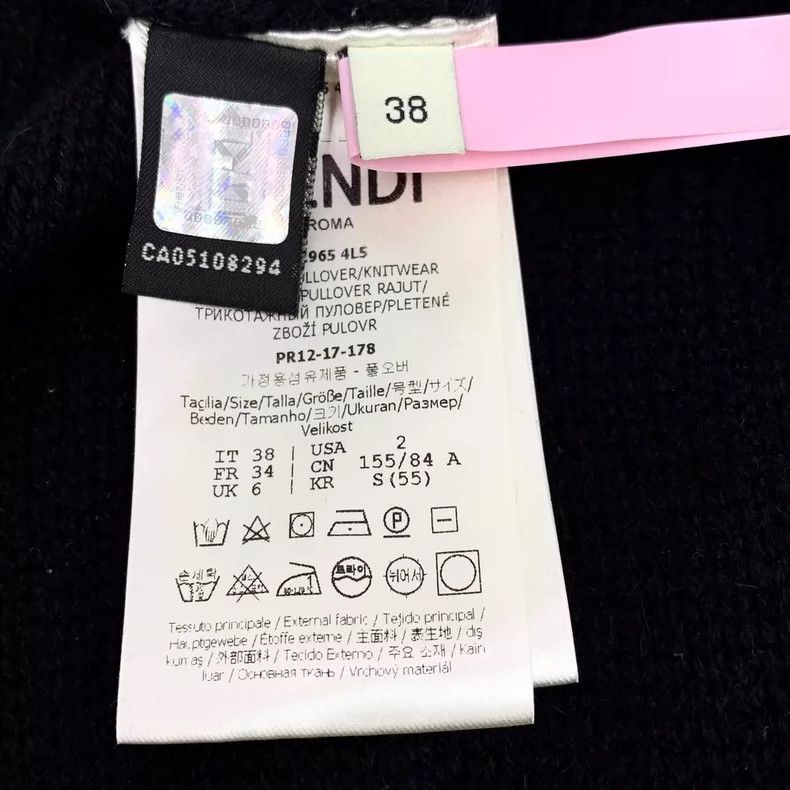 Fendi FENDI Black knitted sweater with a ribbon tie at the round Size XXS / US 00 / IT 34 - 6 Thumbnail