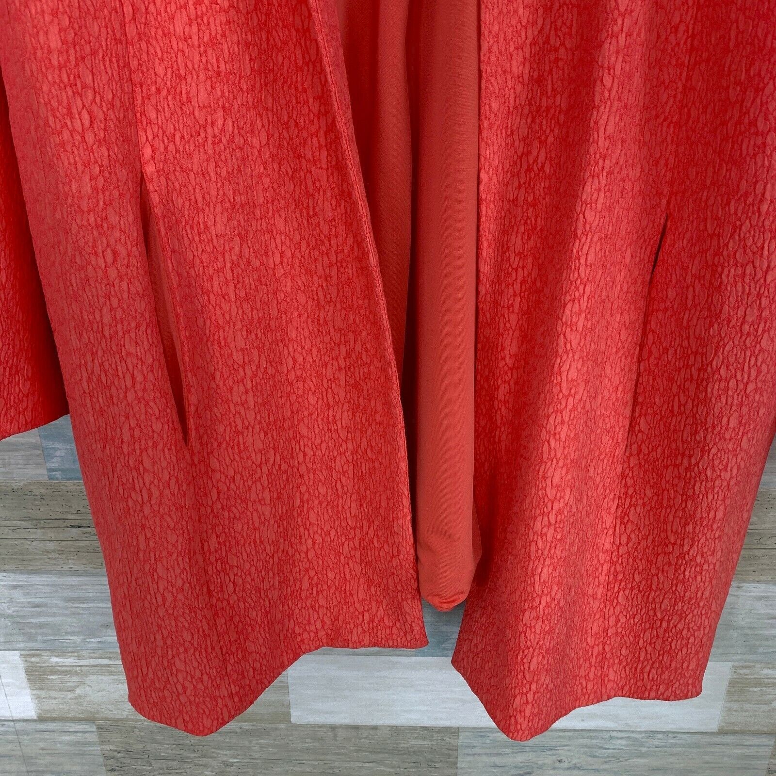 Other Torrid Long Jacquard Cocoon Coat Coral Orange Open Front 4X Size 4XL / US 24-26 - 4 Thumbnail