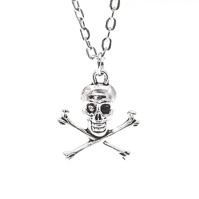 Vintage Skull Pendant Necklace Vintage Chain Grunge Jewelry Size ONE SIZE - 6 Thumbnail