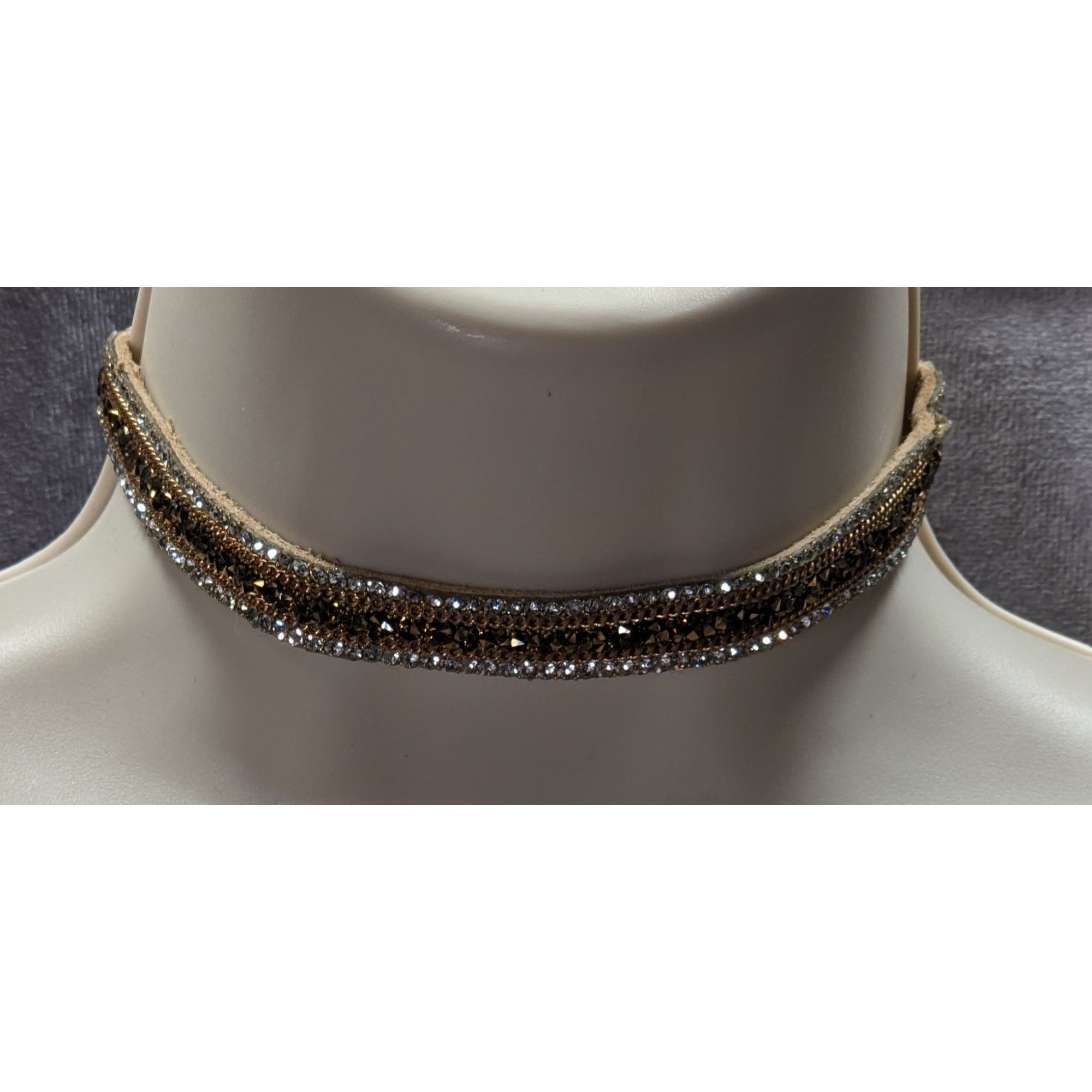Other Vintage Boho Glam Rhinestone Beaded Suede Choker Necklace Size ONE SIZE - 12 Thumbnail