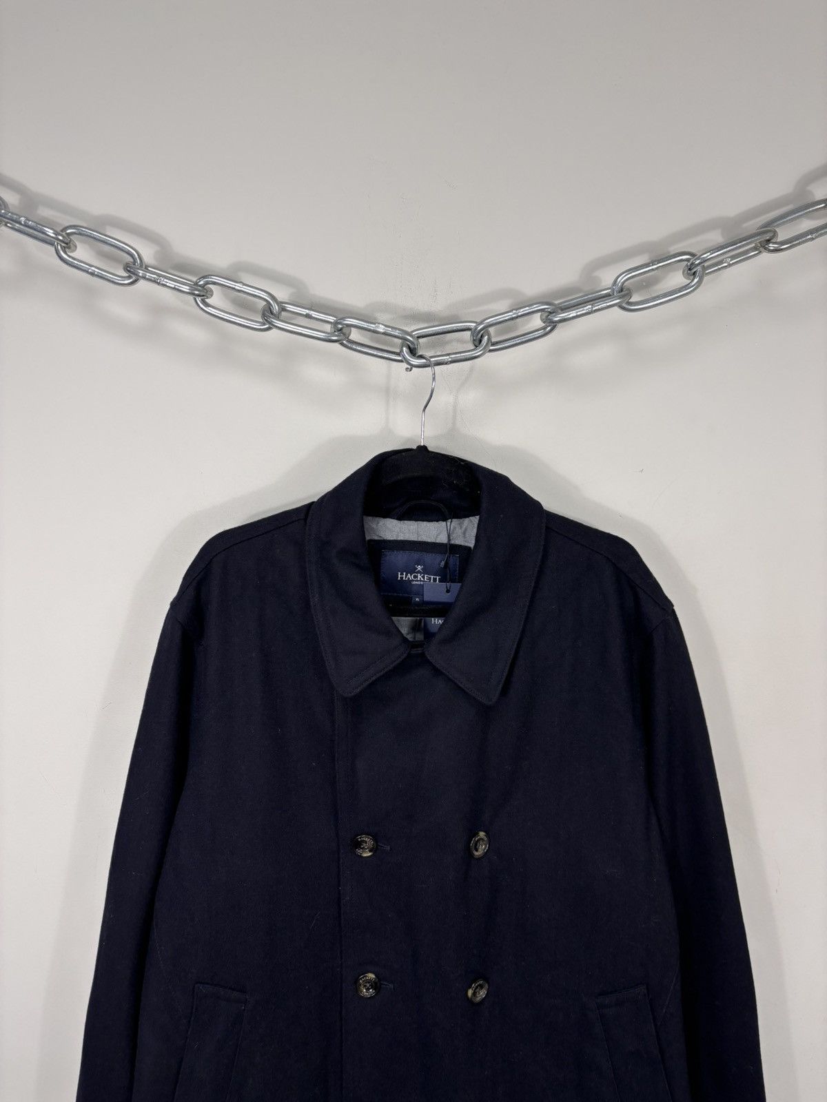 Hackett Hackett London NWT Men’s Navy Blue Double Breasted Wool Coat Size US XL / EU 56 / 4 - 4 Thumbnail