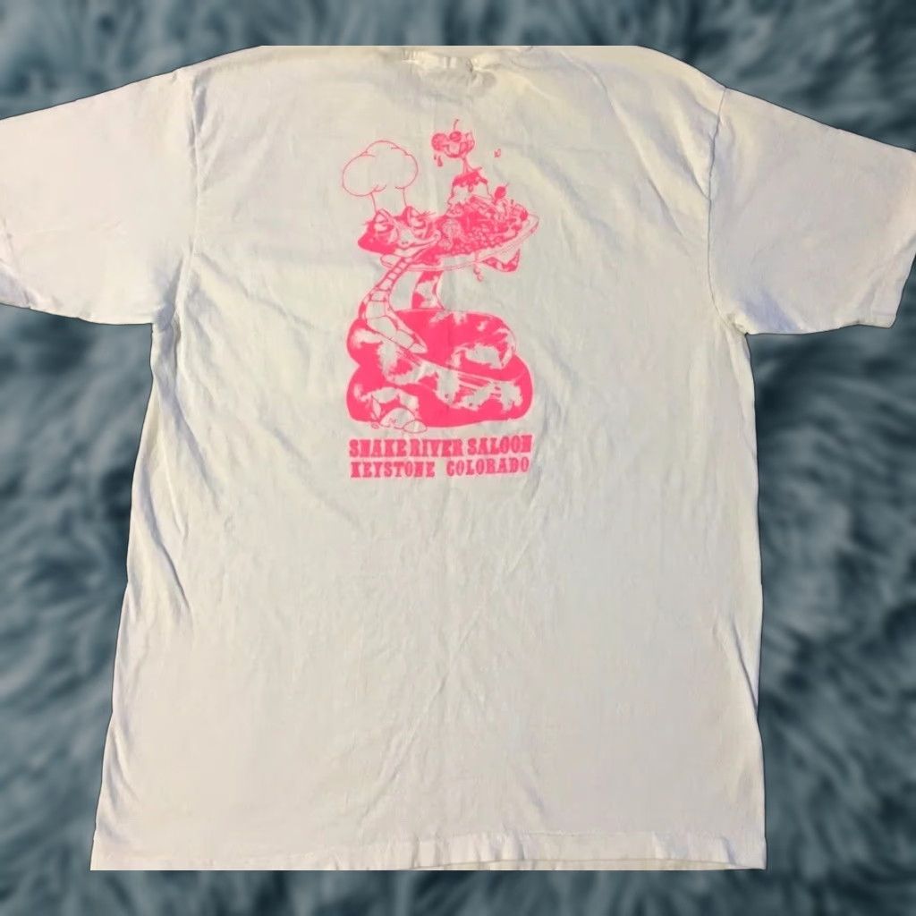 Vtg 80s Snake River Saloon Faded Shirt L Bar Colorado Grunge Biker Cowboy 90s