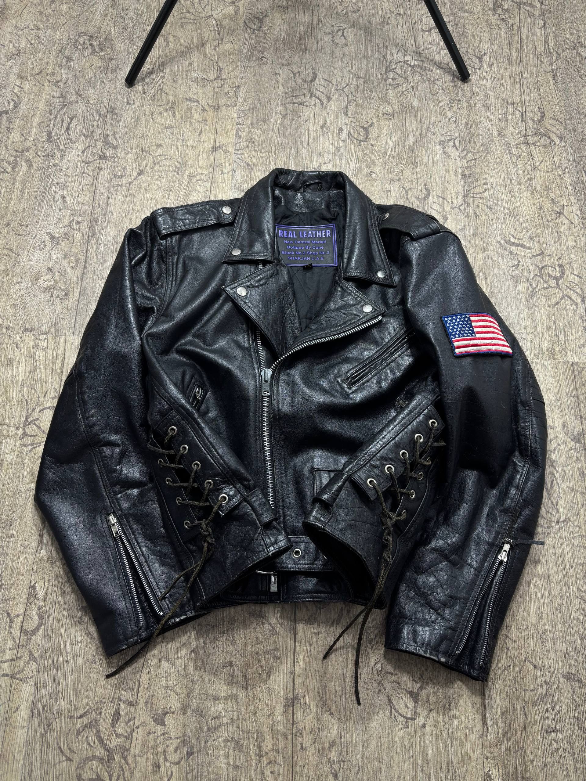 Genuine Leather Vintage USA Braid Rare Assymetrical Leather Jacket Size US XL / EU 56 / 4 - 1 Thumbnail