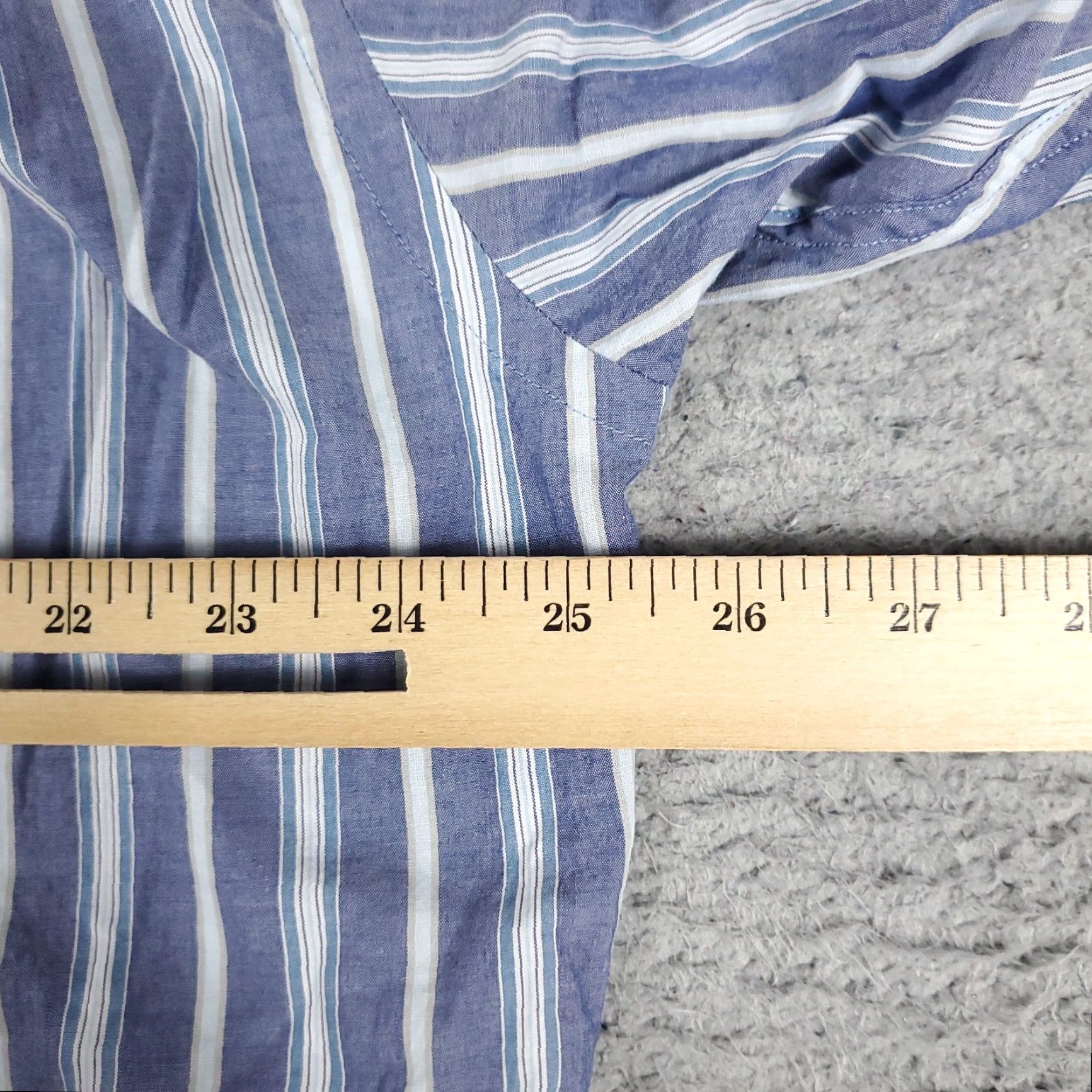 Nautica Nautica Dress Shirt Mens Size 16.5 Blue Striped Long Sleeve Button Up Classic Preppy Size 42R - 5 Thumbnail