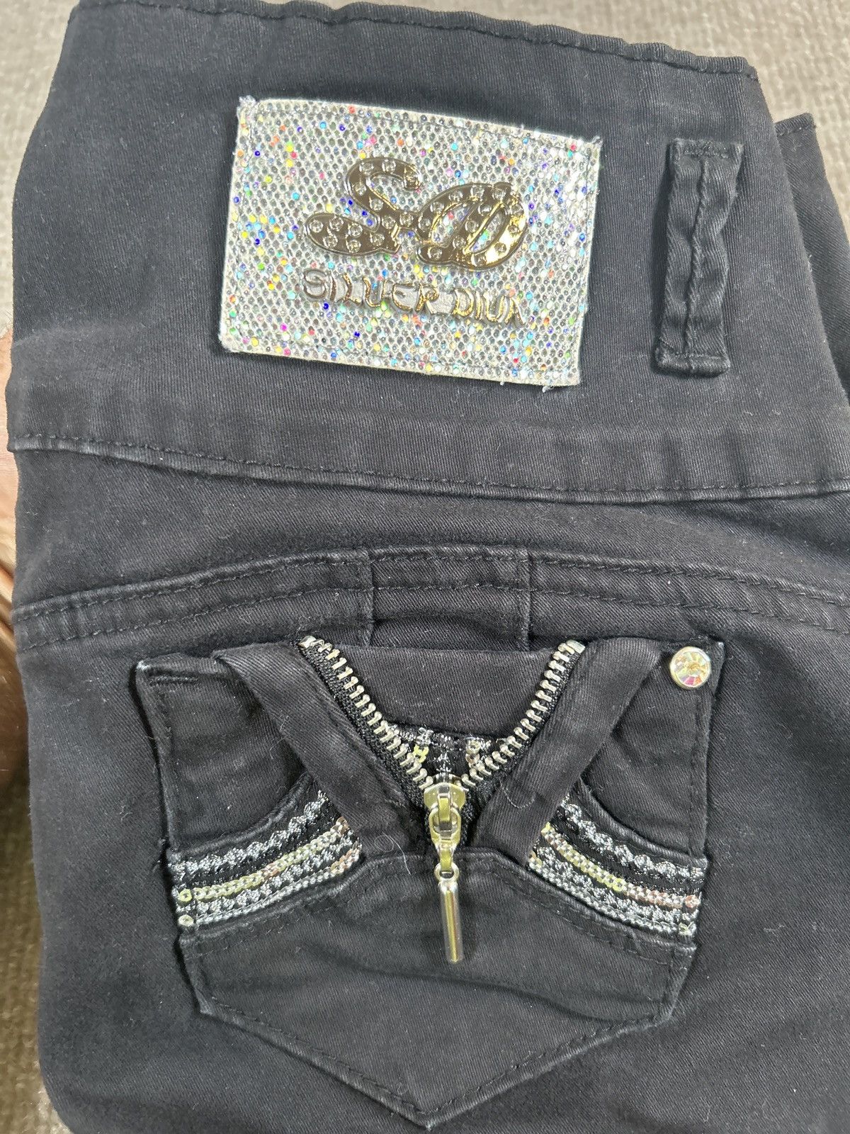 Other Silver Diva Black Jeans –W Size 13 – Rhinestone & Zipper1090 Size 33" - 1 Thumbnail