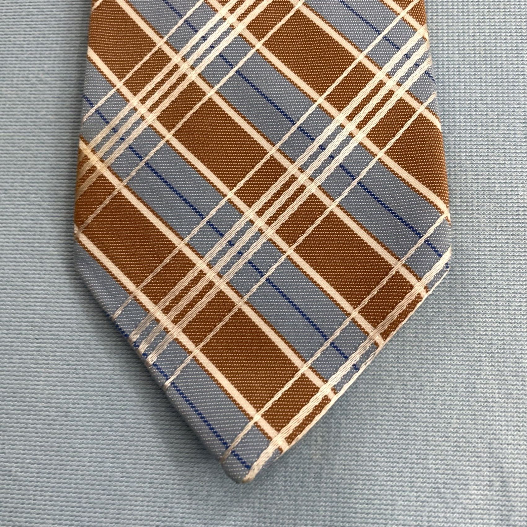 MCM VINTAGE Necktie 60s Plaid Repp Stripe Blue Rust Brown Poly Rayon MCM Exec 3x55 Capsule Tie Men Size ONE SIZE - 7 Thumbnail