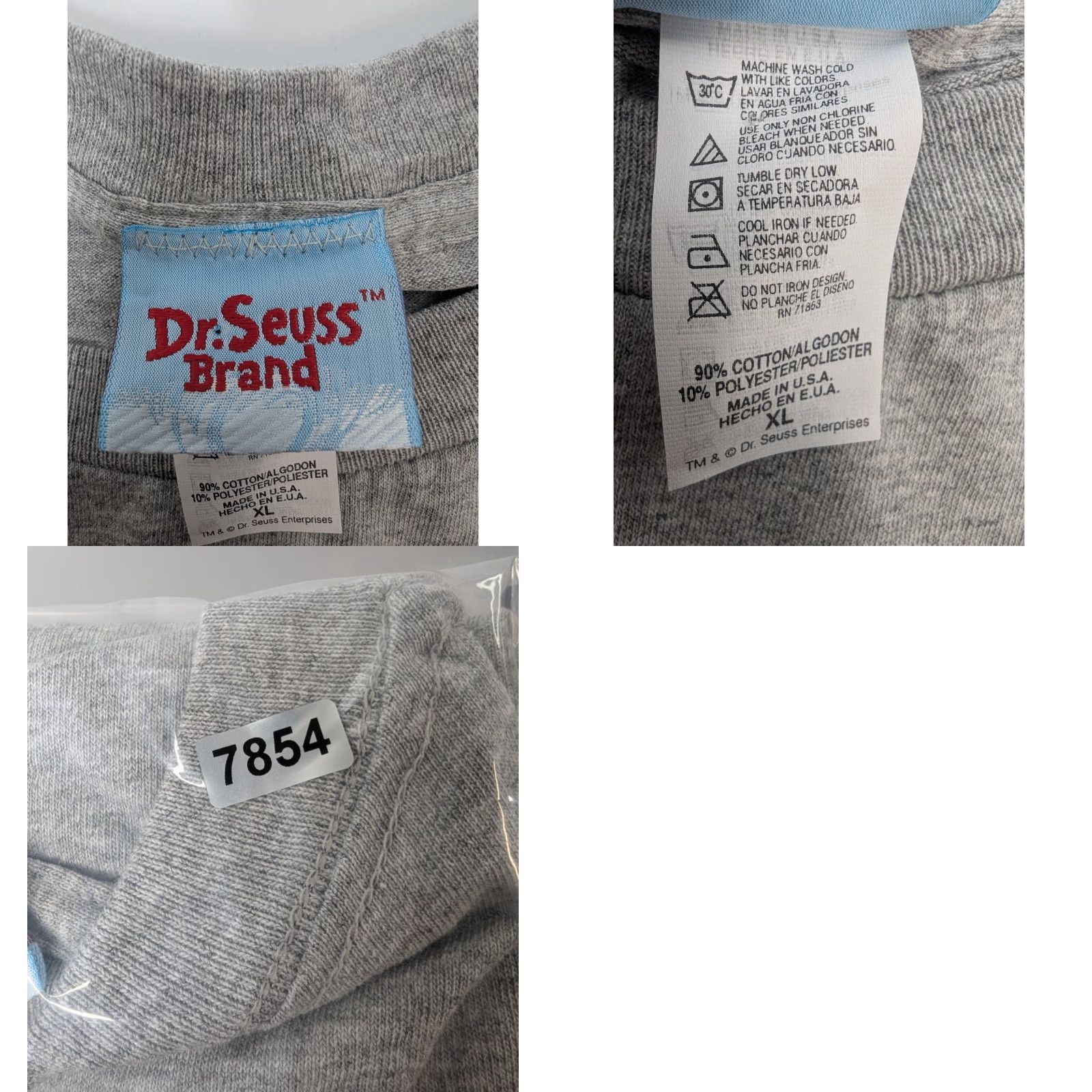 J Brand VINTAGE Dr. Seuss Brand The Grinch Merry Grinchmas Happy Who-Year T-Shirt Gray XL Mens Short Sleeve Crew Neck Cotton Jersey Christmas 90s 2000s Size US XL / EU 56 / 4 - 8 Thumbnail