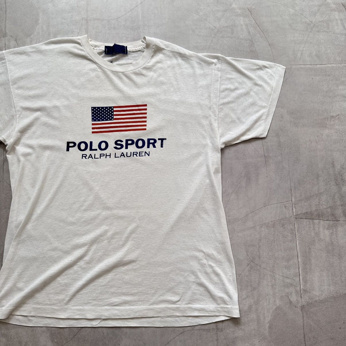 Polo Ralph Lauren 90s Polo Sport Ralph Lauren Single Stitch Faded T-Shirt Size US XL / EU 56 / 4 - 2 Thumbnail
