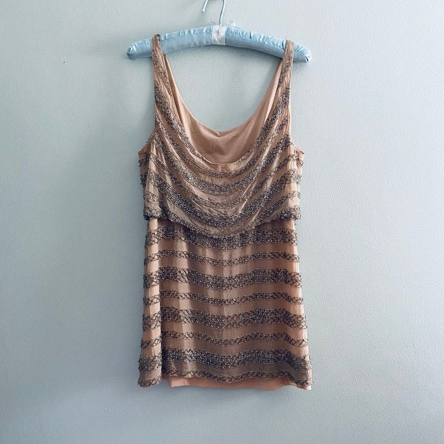 Alice + Olivia Alice + Olivia nude gold beaded tank mini dress Size XS / US 0-2 / IT 36-38 - 2 Thumbnail