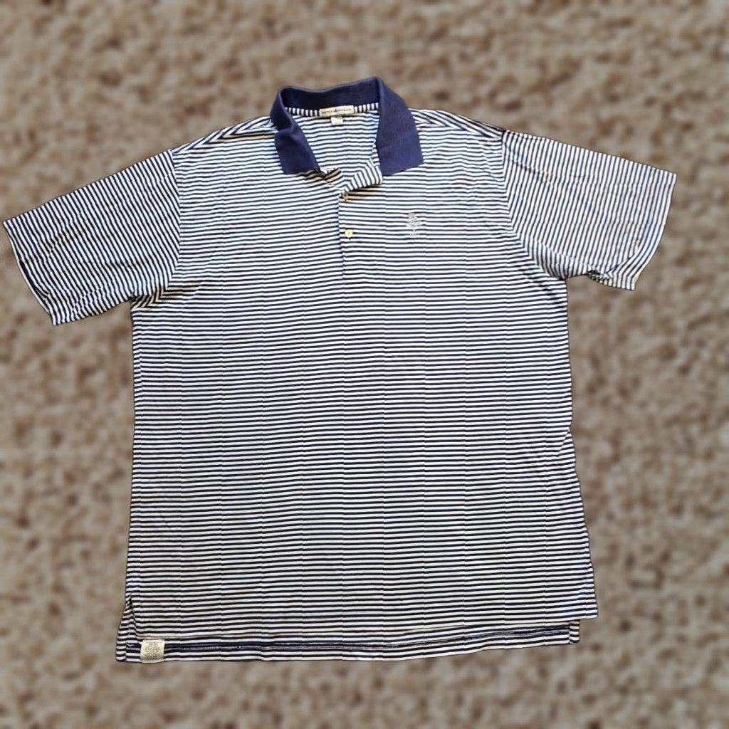 Peter Millar Peter Millar Shirt Mens XL Blue Stripe Short Sleeve Polo Golf Casual Size US XL / EU 56 / 4 - 1 Thumbnail