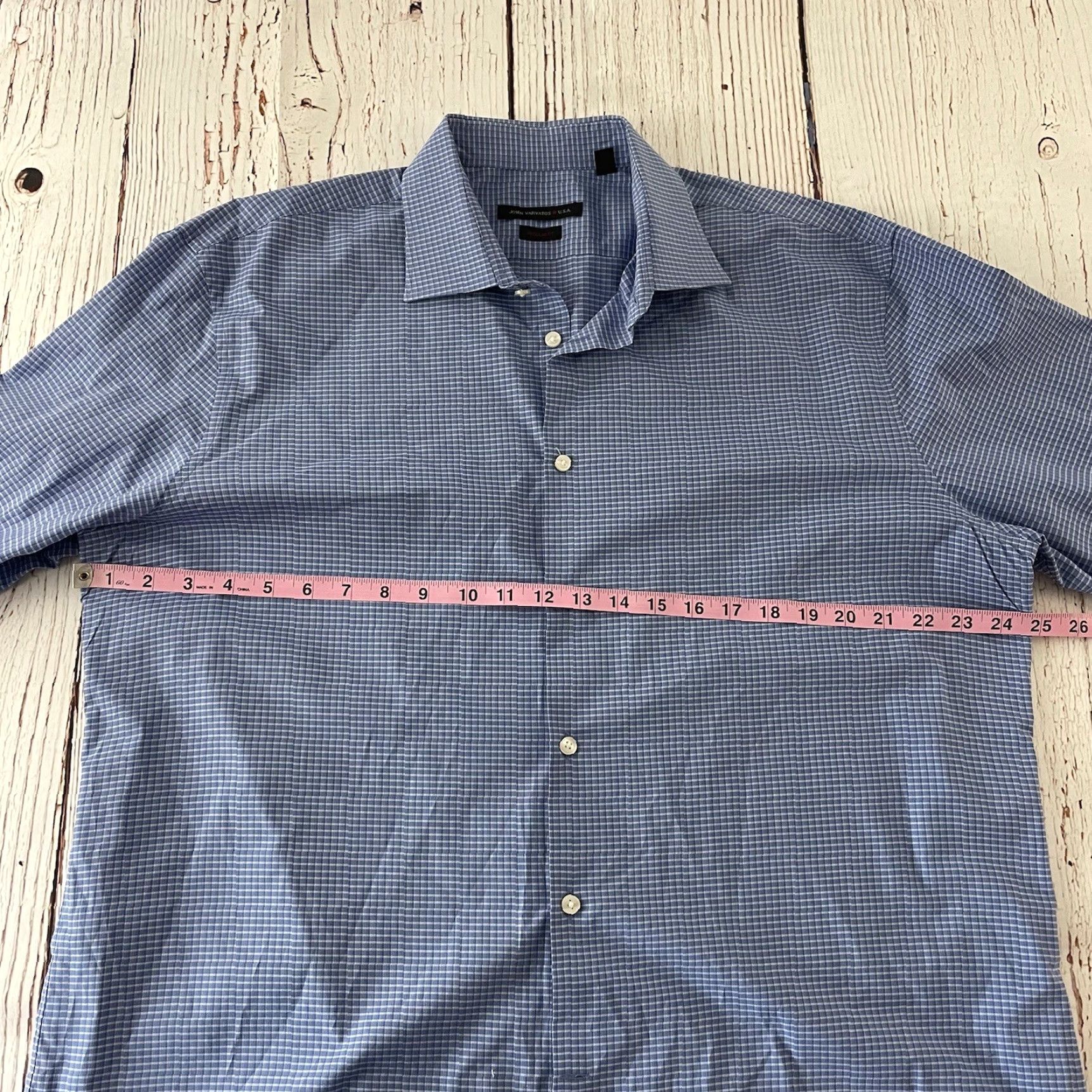 John Varvatos VINTAGE John Varvatos Regular Fit Long Sleeve Button Front Shirt Men's 17 34|35 Blue Size US XL / EU 56 / 4 - 5 Thumbnail