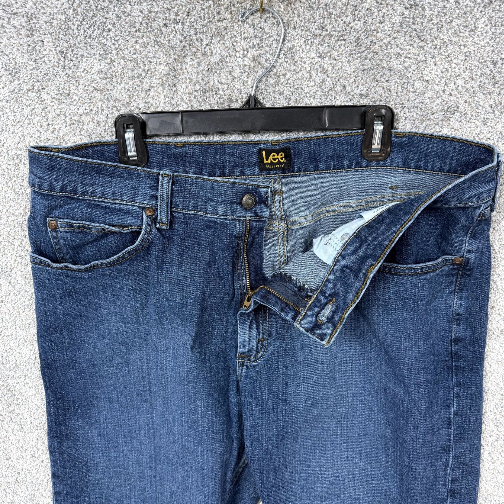 Lee Lee Jeans Mens 38x31 Blue Regular Fit Straight Stretch Denim Classic Normcore Size US 38 / EU 54 - 6 Thumbnail