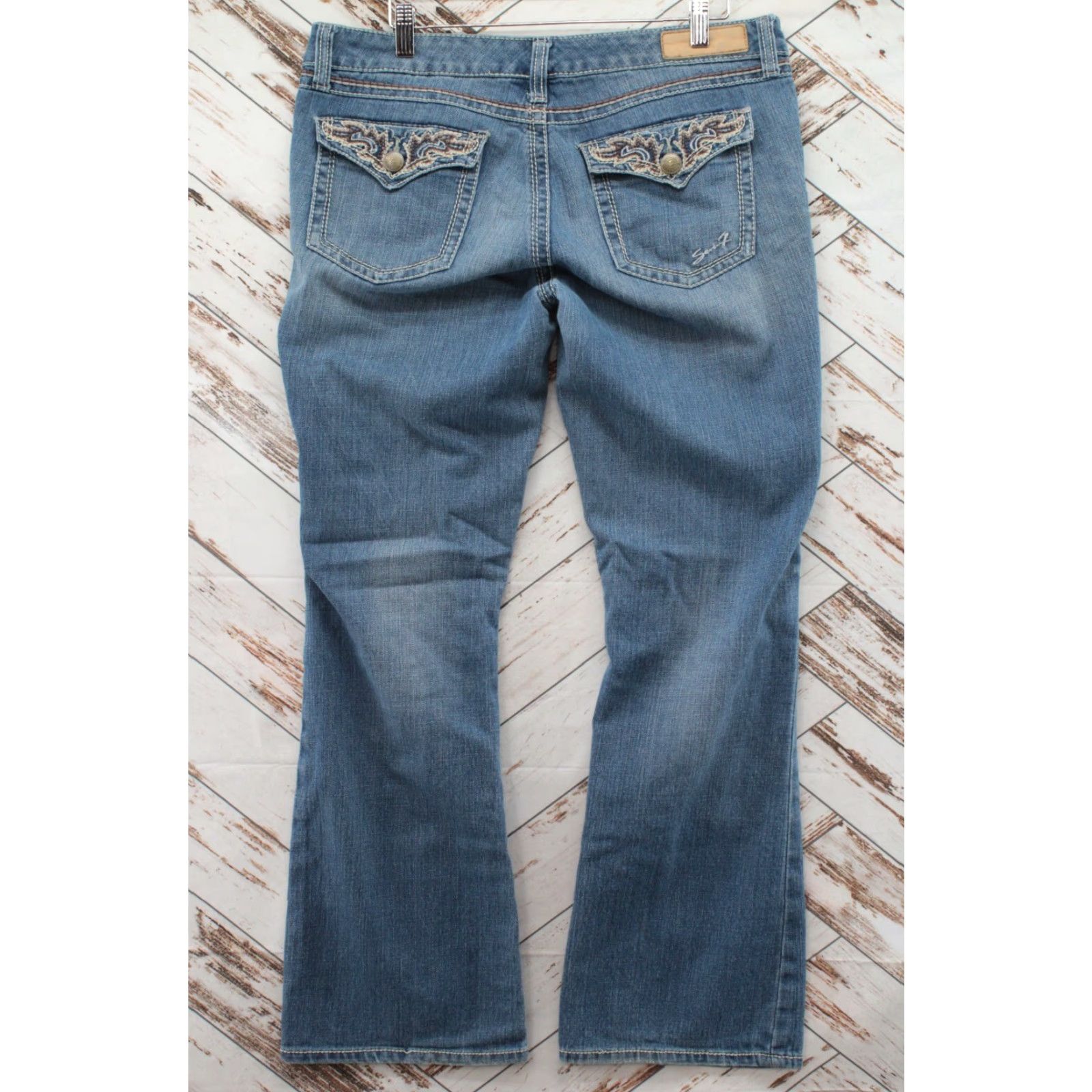 Vintage Seven 7 Jeans Women 12 Blue Denim Boot Cut Embroidered Mid-Rise Stretch Size 34" / US 12 / IT 48 - 5 Thumbnail