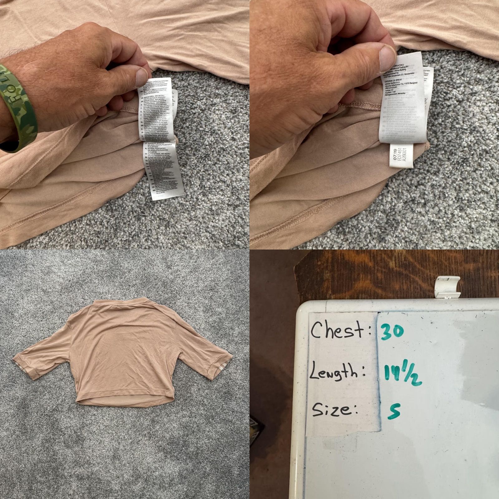 Adidas Adidas Shirt Womens Small Crop Top Trefoil Athletic Short Sleeve Shirt - Womens Cropped Tee, Tan/Beige, 90s-Now Style Size S / US 4 / IT 40 - 8 Thumbnail
