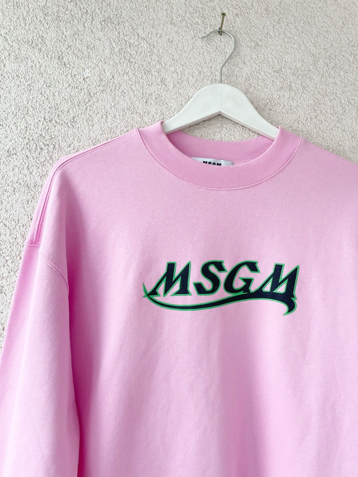 MSGM MSGM Men Pink Sweatshirt Big Logo Luxury Streetwear Size M Size US M / EU 48-50 / 2 - 2 Thumbnail