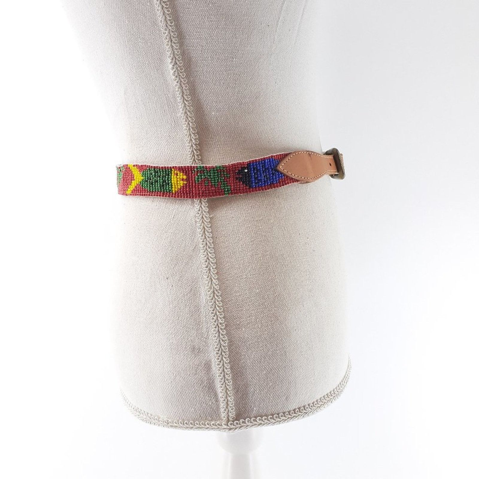 Other CDE Women's Beaded Fish Multicolored Belt Leather Boho 28 Size ONE SIZE - 6 Thumbnail