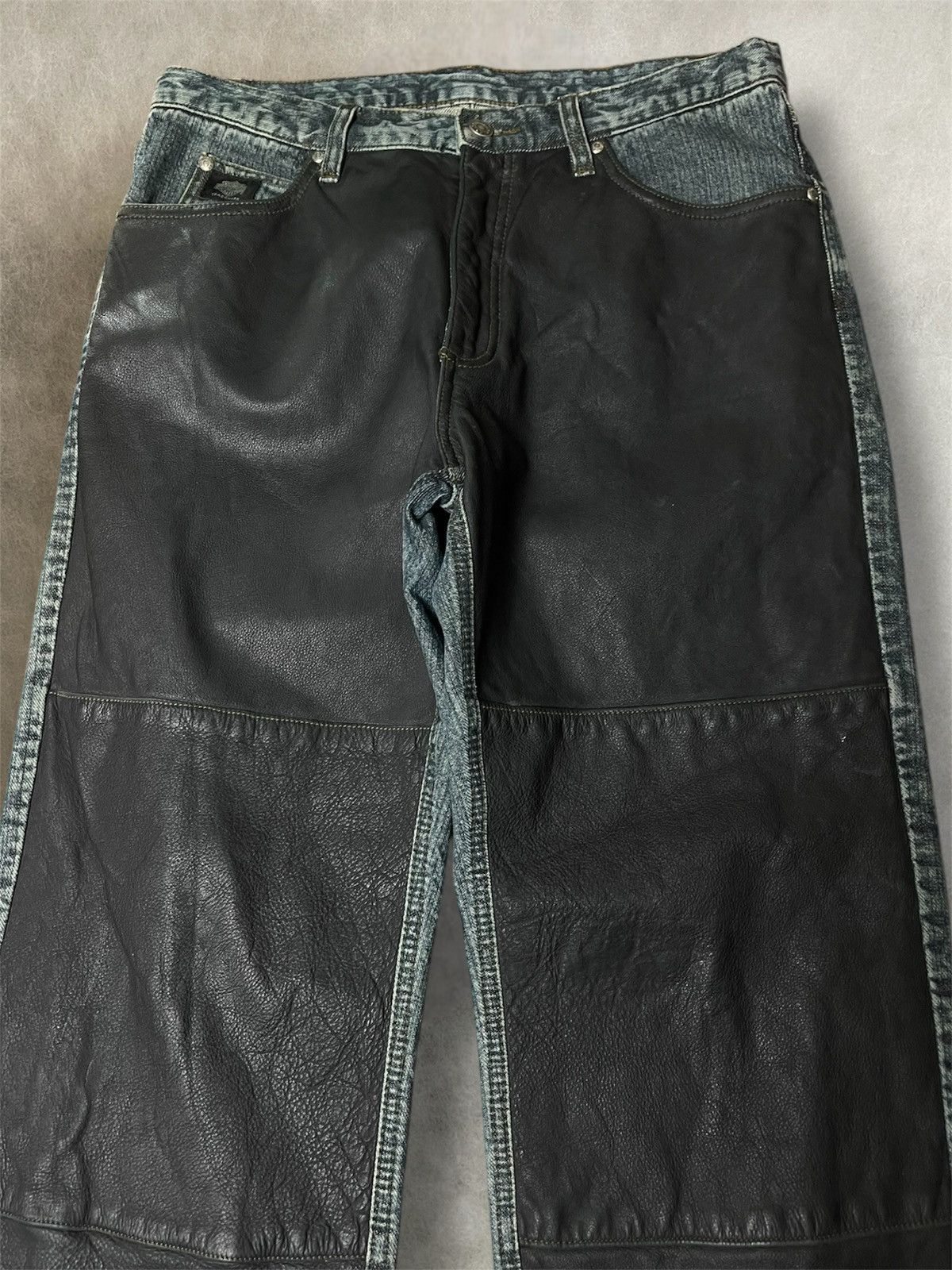 Harley Davidson Harley Davison hybrid leather denim pants Size US 34 / EU 50 - 2 Thumbnail