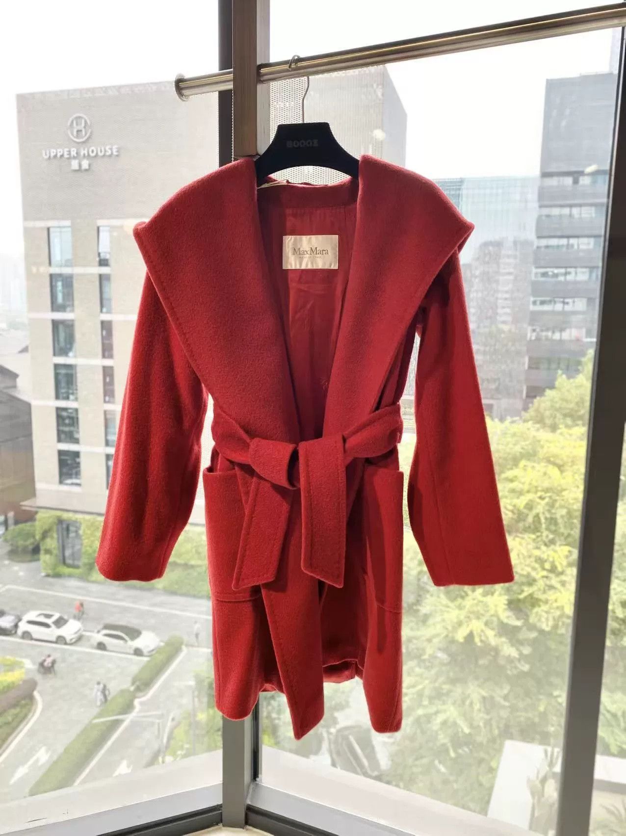 maxmara red belted coat size 32