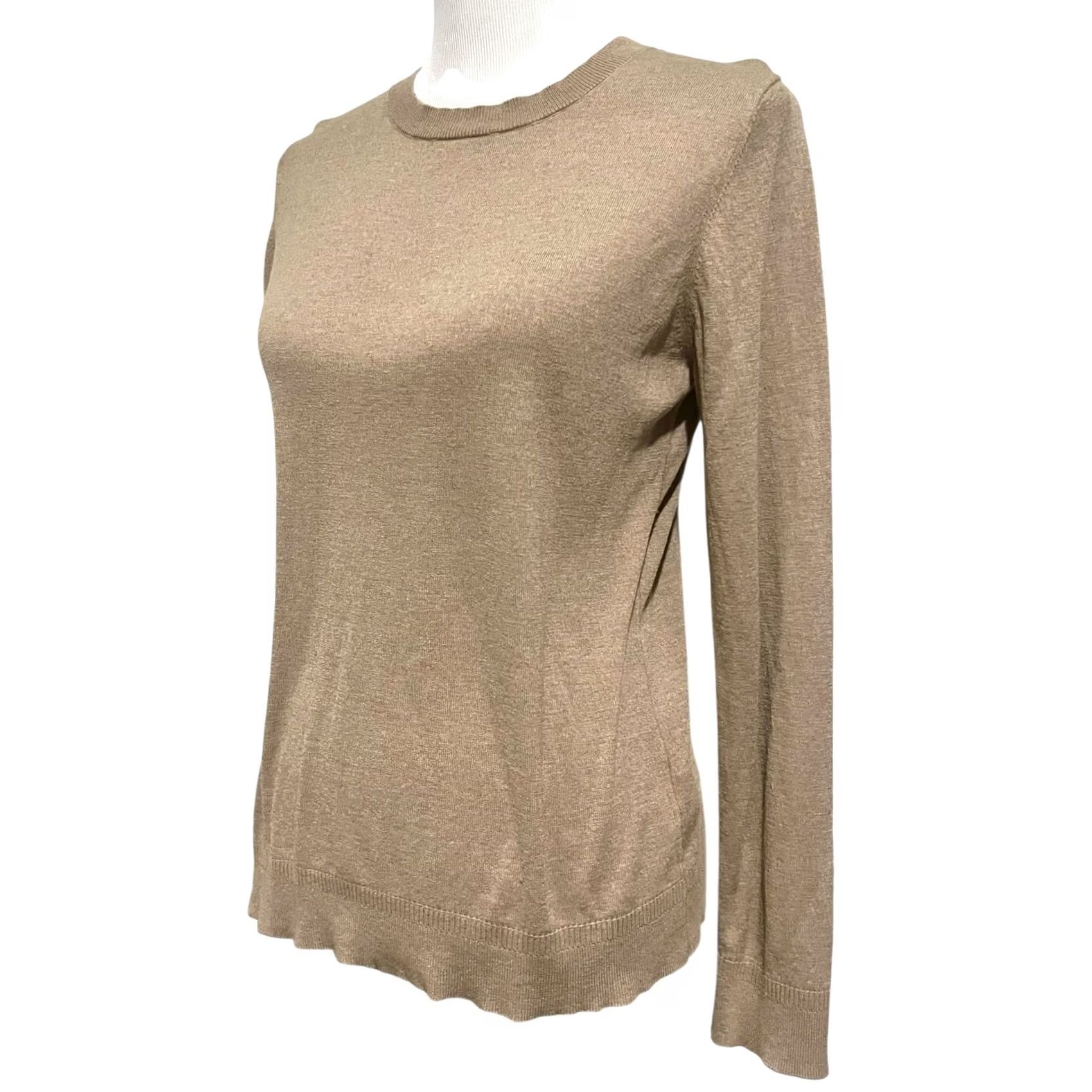Banana Republic Banana Republic Womens Silk Cashmere Sweater Tan Crew Neck Lightweight Sz L Pullover Solid Long Sleeve Womens Size L / US 10 / IT 46 - 2 Thumbnail