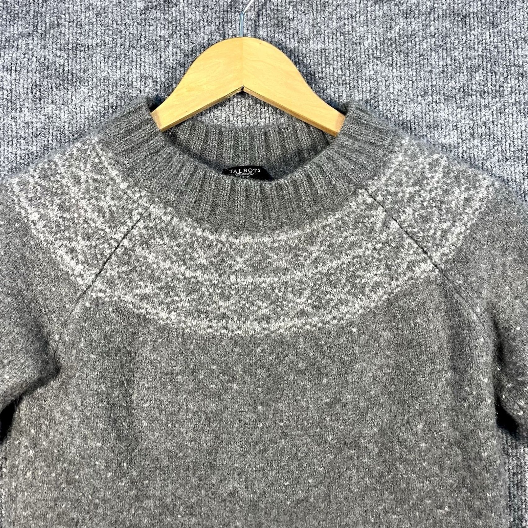Talbots Talbots Gray Fair Isle Cashmere Crewneck 3/4 Sleeve Sweater Women’s Small Petite S Crew Neck Pullover Cashmere Women Size S / US 4 / IT 40 - 2 Thumbnail