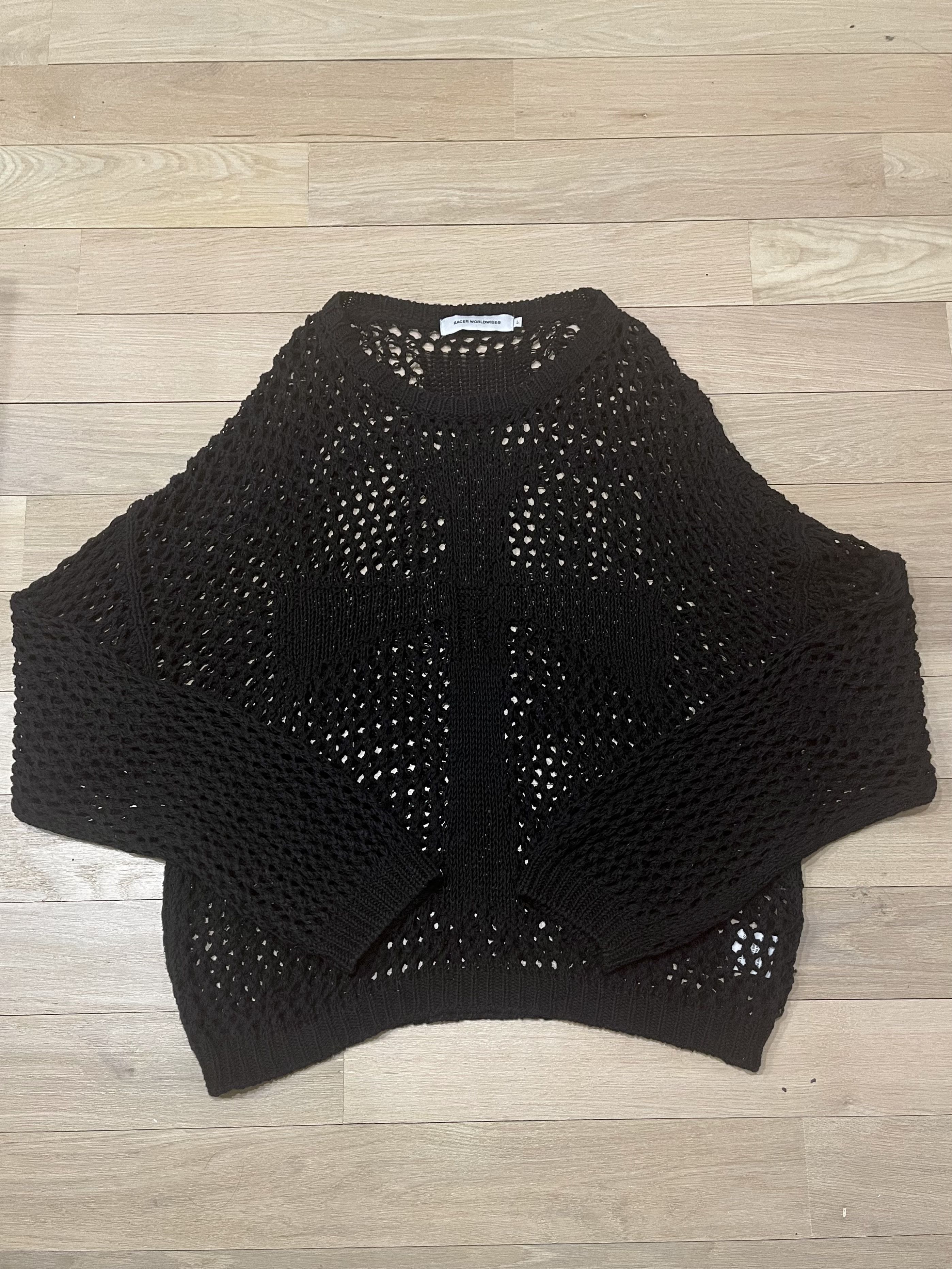 Racer Worldwide Racer Worldwide Black Cross Net Sweater | Grailed