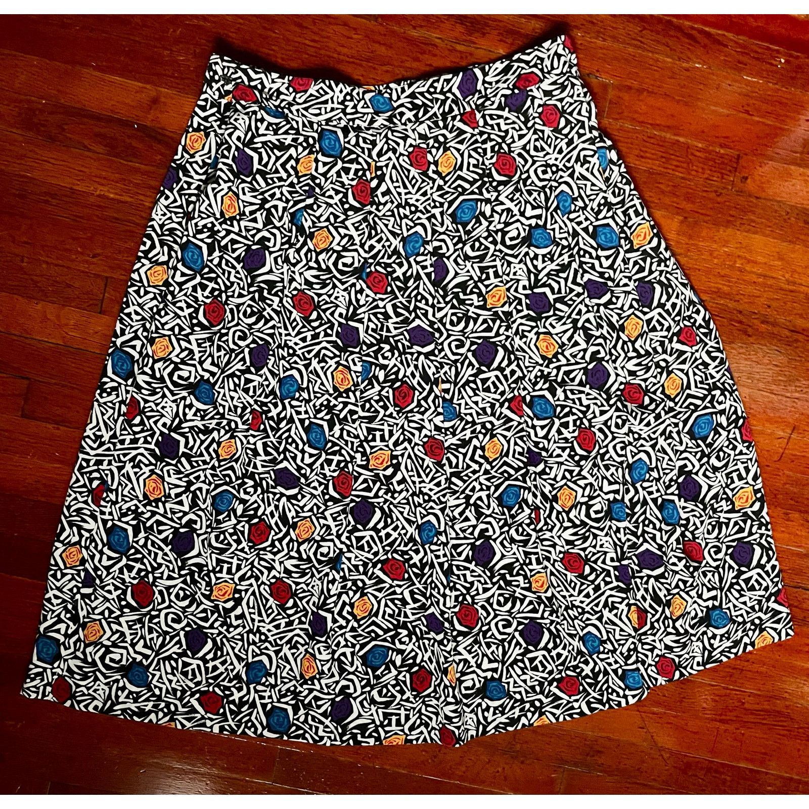 Vintage Vintage 80’s Jacqueline Ferrar Black White Midi Skirt Small Size 30" / US 8 / IT 44 - 3 Thumbnail