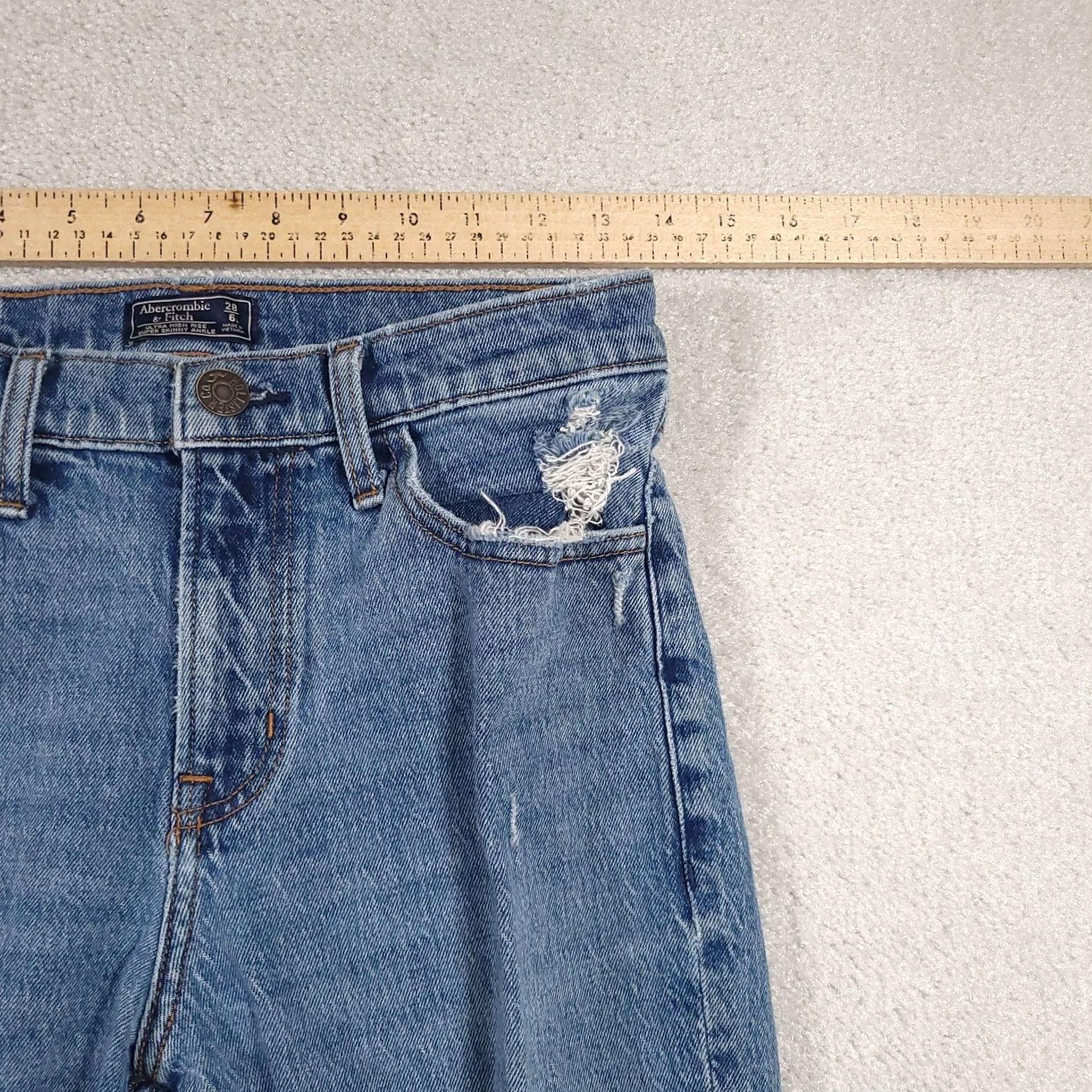 Abercrombie & Fitch Abercrombie & Fitch Jeans Women's 28 6L Ultra High Rise Super Skinny Ankle Denim Blue 5-Pocket Stretch Slim Modern Classic Boys Womens Girls Mens Size 28" / US 6 / IT 42 - 6 Thumbnail