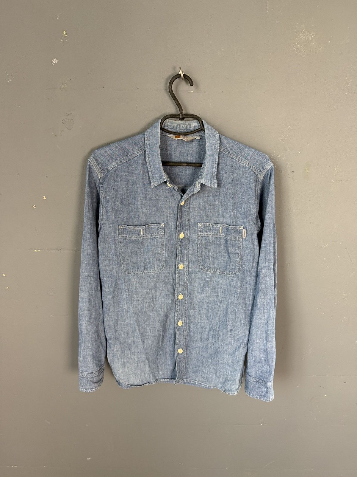 Carhartt VINTAGE Carhartt Shirt Denim Western Pearl Blue 90s Workwear Size US M / EU 48-50 / 2 - 1 Thumbnail