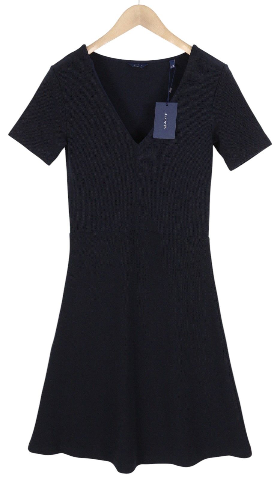Gant RIB STRUCTURE S Blue Short Sleeve V-Neck Dress 84954 Size S / US 4 / IT 40 - 1 Thumbnail
