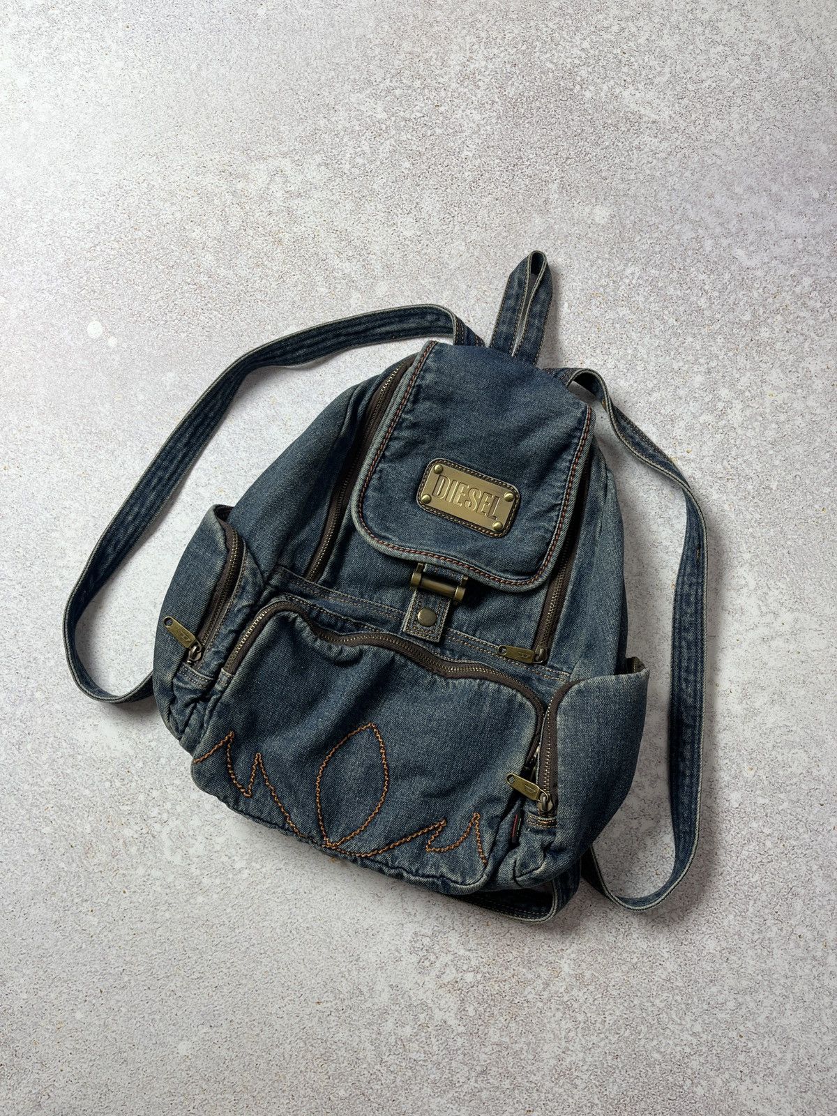 Y2K Vintage Diesel Utility Cargo Backpack – Canvas & Leather Multi Pocket Bag main image 1