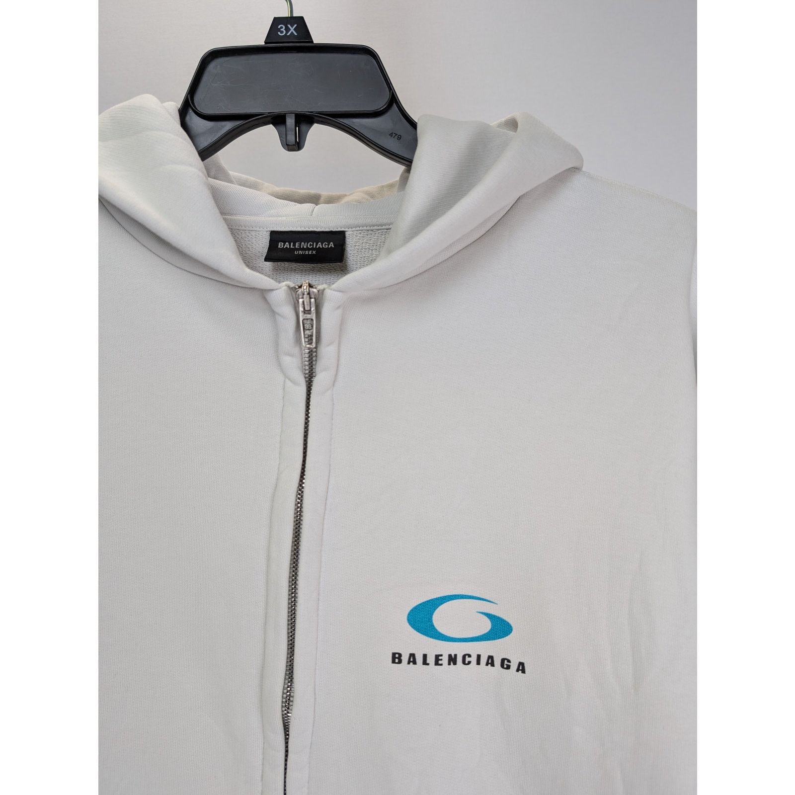 Balenciaga o1rshd1 Zip-up Hoodie Loop Sports Icon Print Mol Dirty White Size US M / EU 48-50 / 2 - 7 Thumbnail