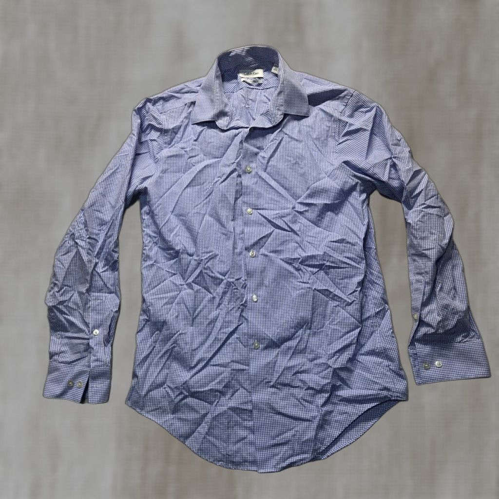 Ralph Lauren VINTAGE Ralph Lauren Men Dress Shirt Long Sleeve Non-Iron Blue Checkered Slim Fit 15 32/33 Size 40R - 1 Thumbnail