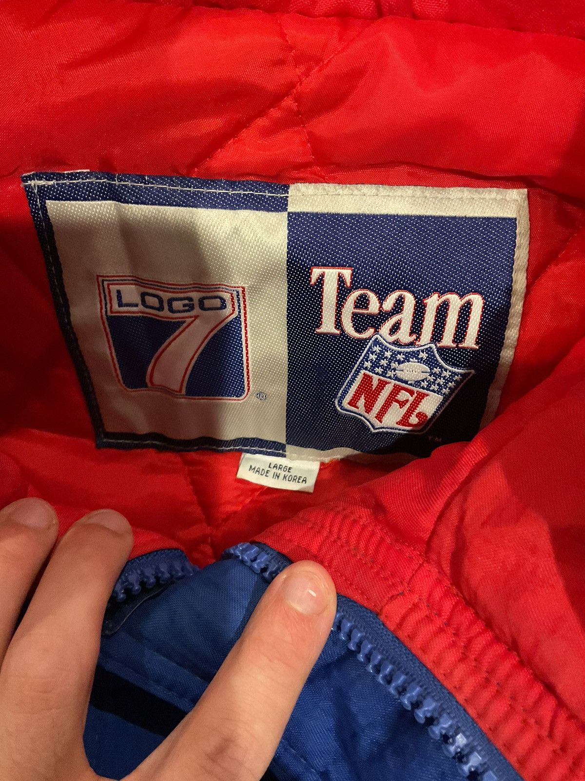 NFL × Vintage 90s New England Patriots navy and red puffer jacket Size US L / EU 52-54 / 3 - 3 Thumbnail
