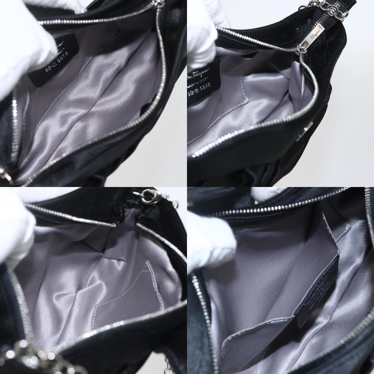 Salvatore Ferragamo Salvatore Ferragamo Satin Gancini Chain Shoulder Bag Black Size ONE SIZE - 14 Thumbnail