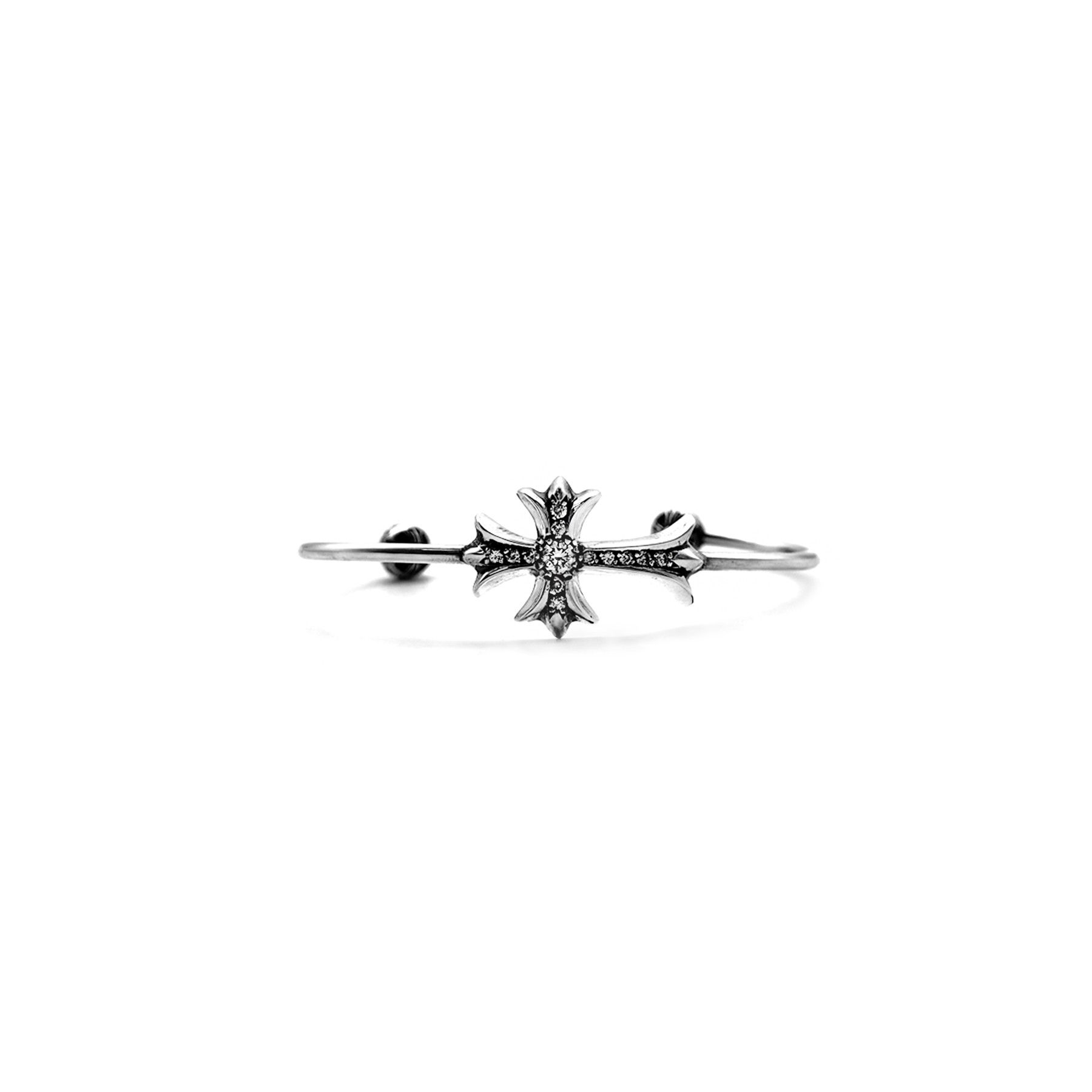 Chrome Hearts Chrome Hearts Silver Diamonds Tiny Cross Cuff Bangle Size ONE SIZE - 1 Thumbnail