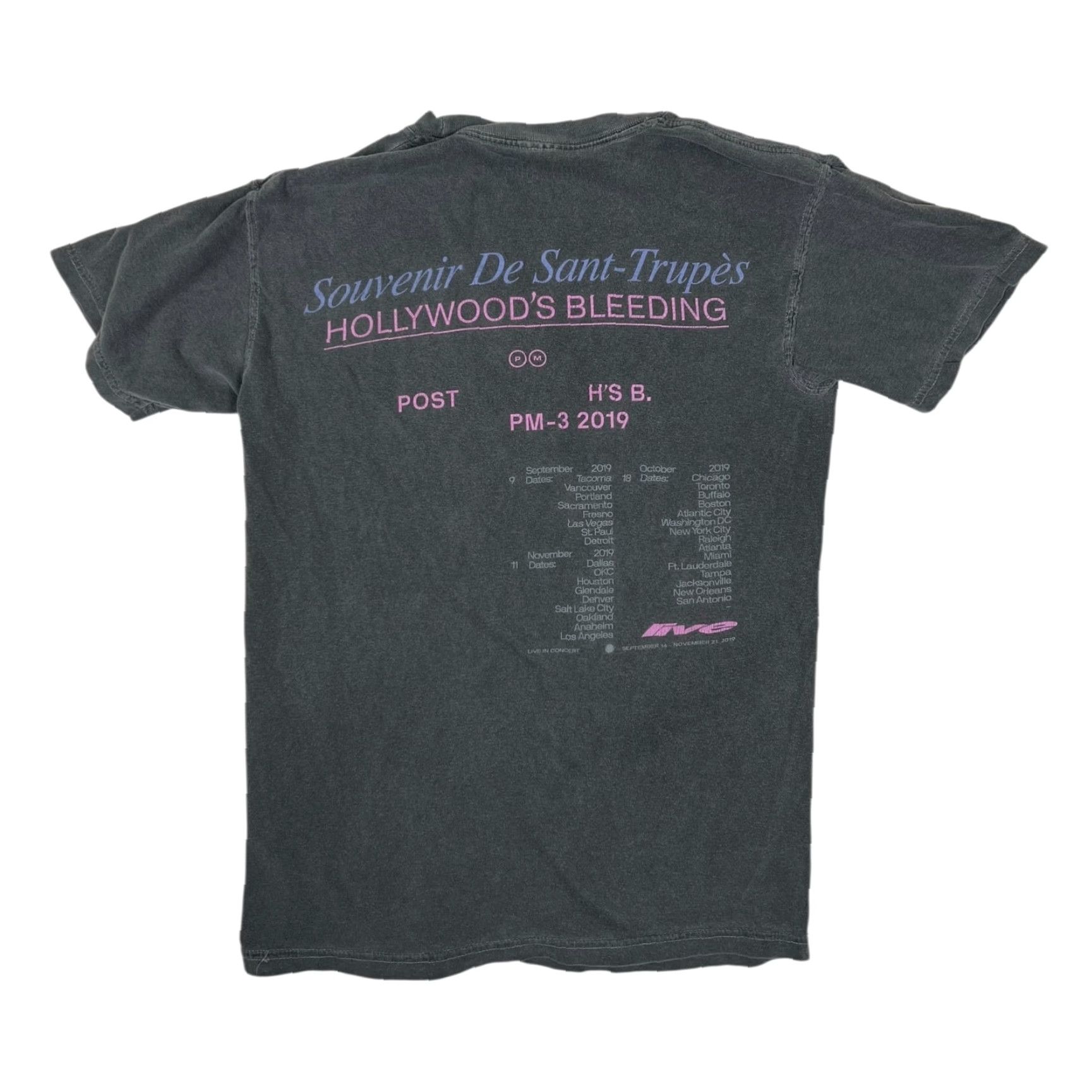 Vintage Post Malone T-Shirt Hollywood’s Bleeding Tour Saint Tropez Small Men Black Crew Neck Short Sleeve Rock Logo 2019 Regular Cotton Size US S / EU 44-46 / 1 - 3 Thumbnail
