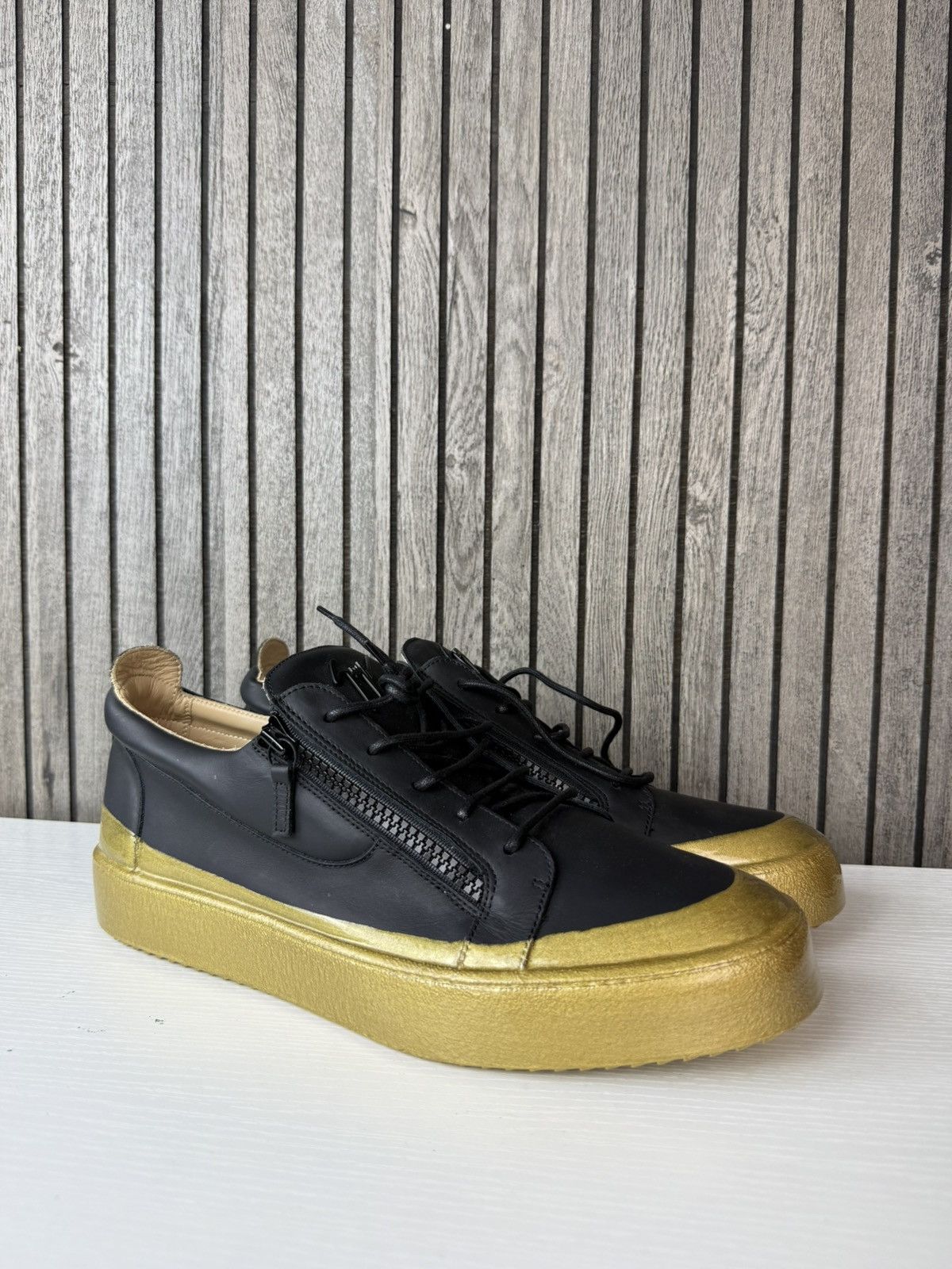 Giuseppe Zanotti Giuseppe Zanotti Men's Black Leather Low-Top Sneakers Size US 15 / EU 48 - 3 Thumbnail