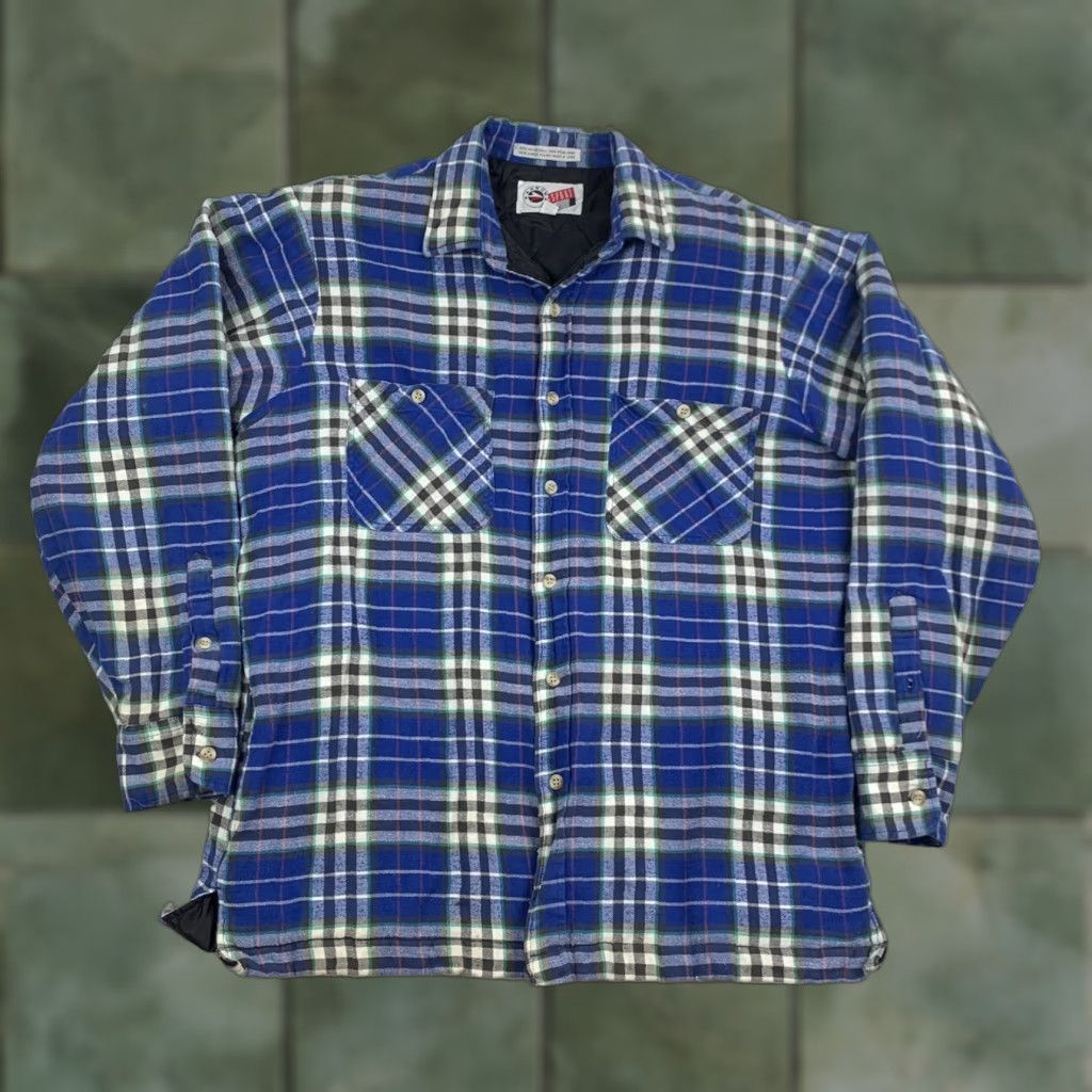 Arrow VINTAGE Arrow Sport Quilted Flannel Shirt Long Sleeve Button Up Adult Large Blue Shirt Mens Size US L / EU 52-54 / 3 - 1 Thumbnail