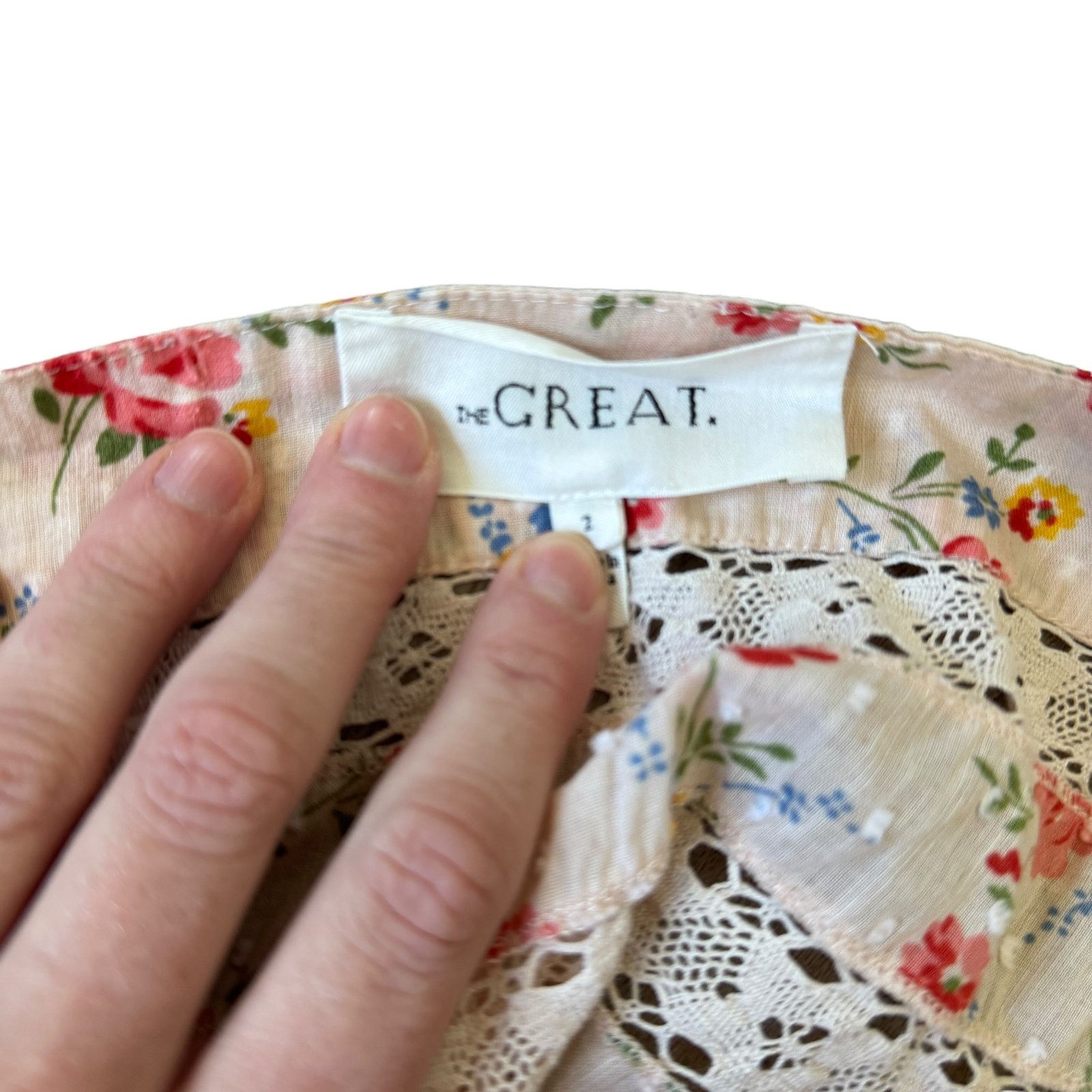 The Great. Serenade Dress Pale Pink Kerchief Rose Print