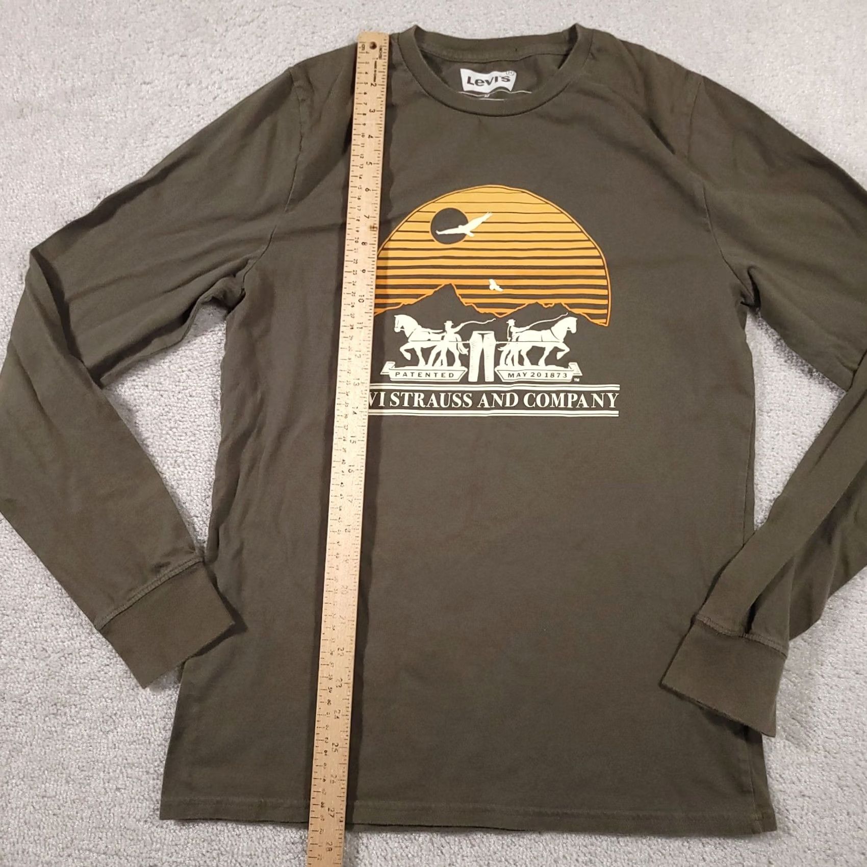 Levi's Levi's Shirt Mens Medium Green Long Sleeve Graphic Spell Out Pullover Casual Size US M / EU 48-50 / 2 - 7 Thumbnail