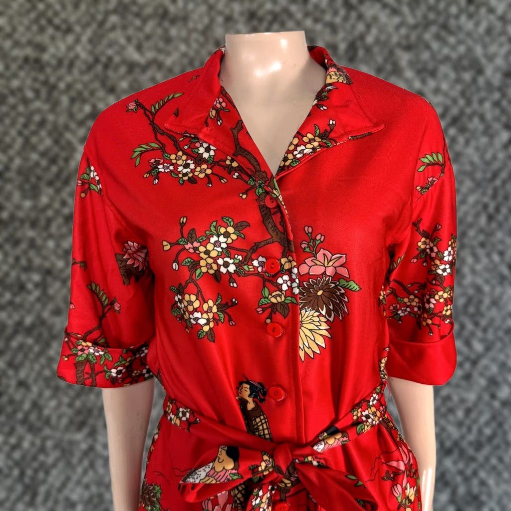 Vintage VINTAGE Leslie Fay Shirt Womens Floral Button Knit 70s Red Long Sleeve Classic Bohemian Yellow? Size S / US 4 / IT 40 - 1 Thumbnail