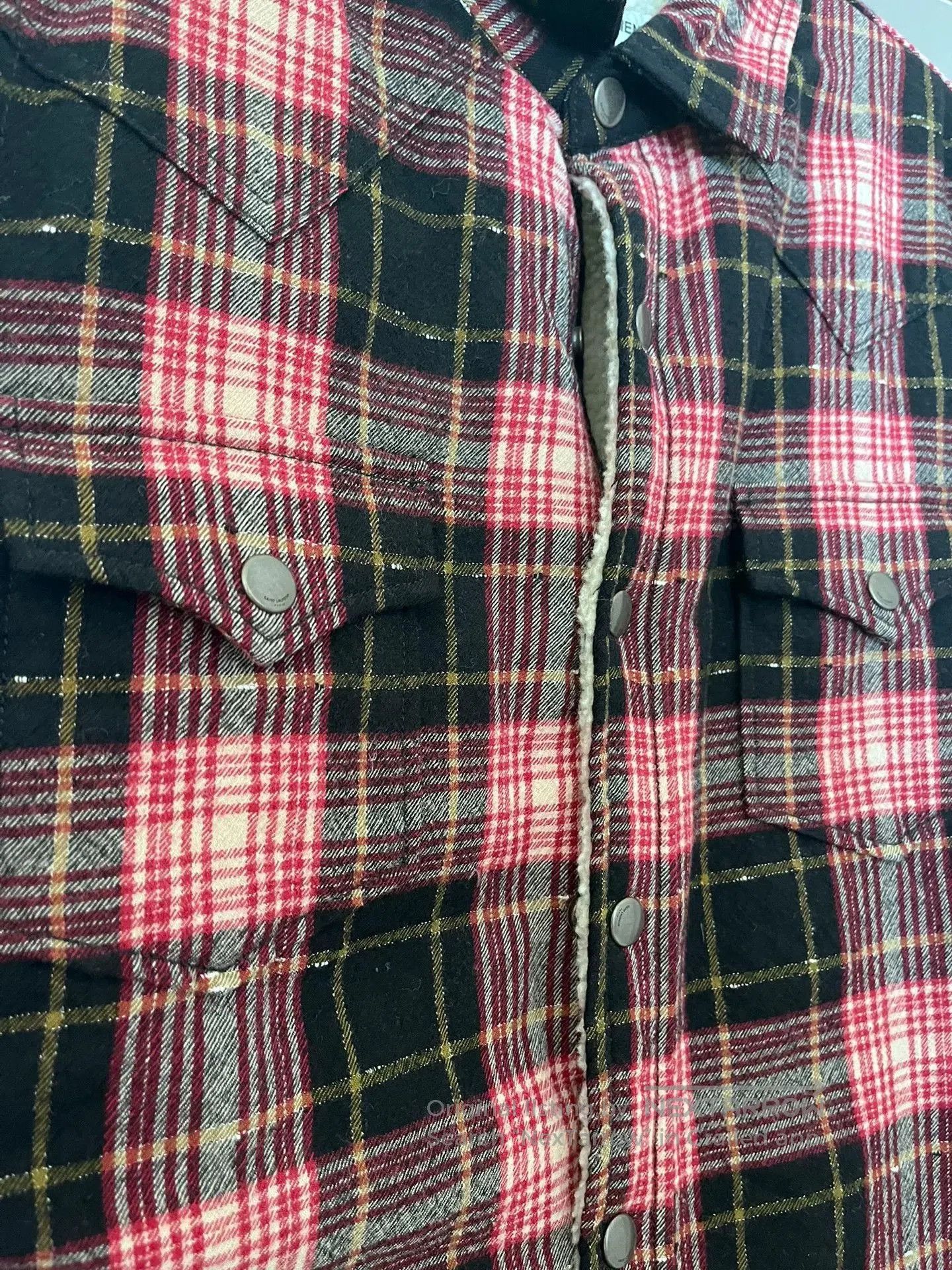 Saint Laurent Paris Saint Laurent Red/Black Plaid Shearling Shirt Jacket. Size US S / EU 44-46 / 1 - 3 Thumbnail