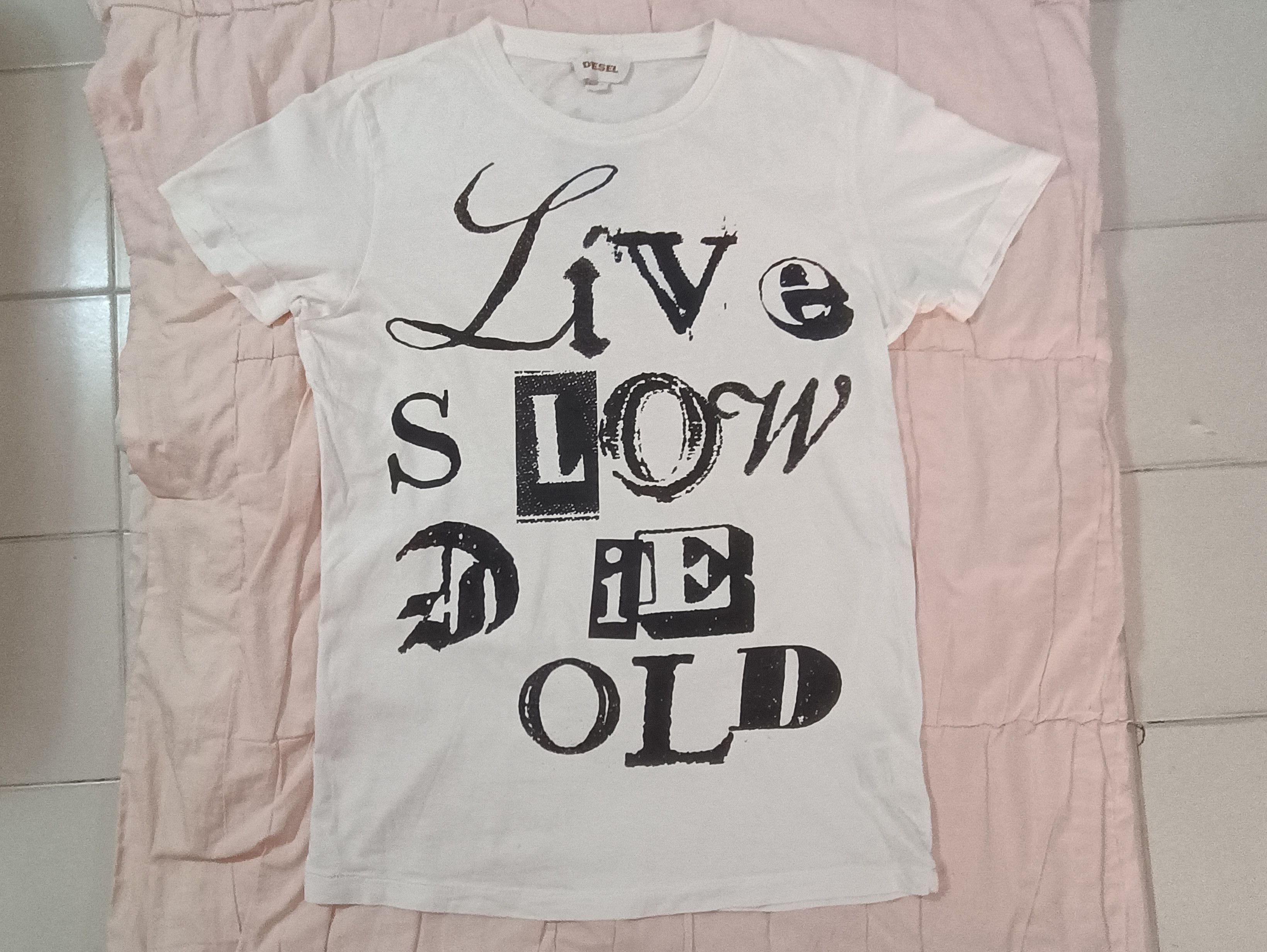 Diesel × Vintage Live Slow Die Old Diesel T Shirt Size US S / EU 44-46 / 1 - 7 Thumbnail