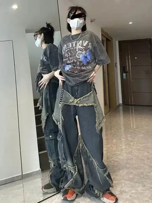Japanese Brand Y2K Vintage Big Star Designed Ripped Denim Oversize Jeans Size 24" / US 00 / IT 34 - 3 Thumbnail