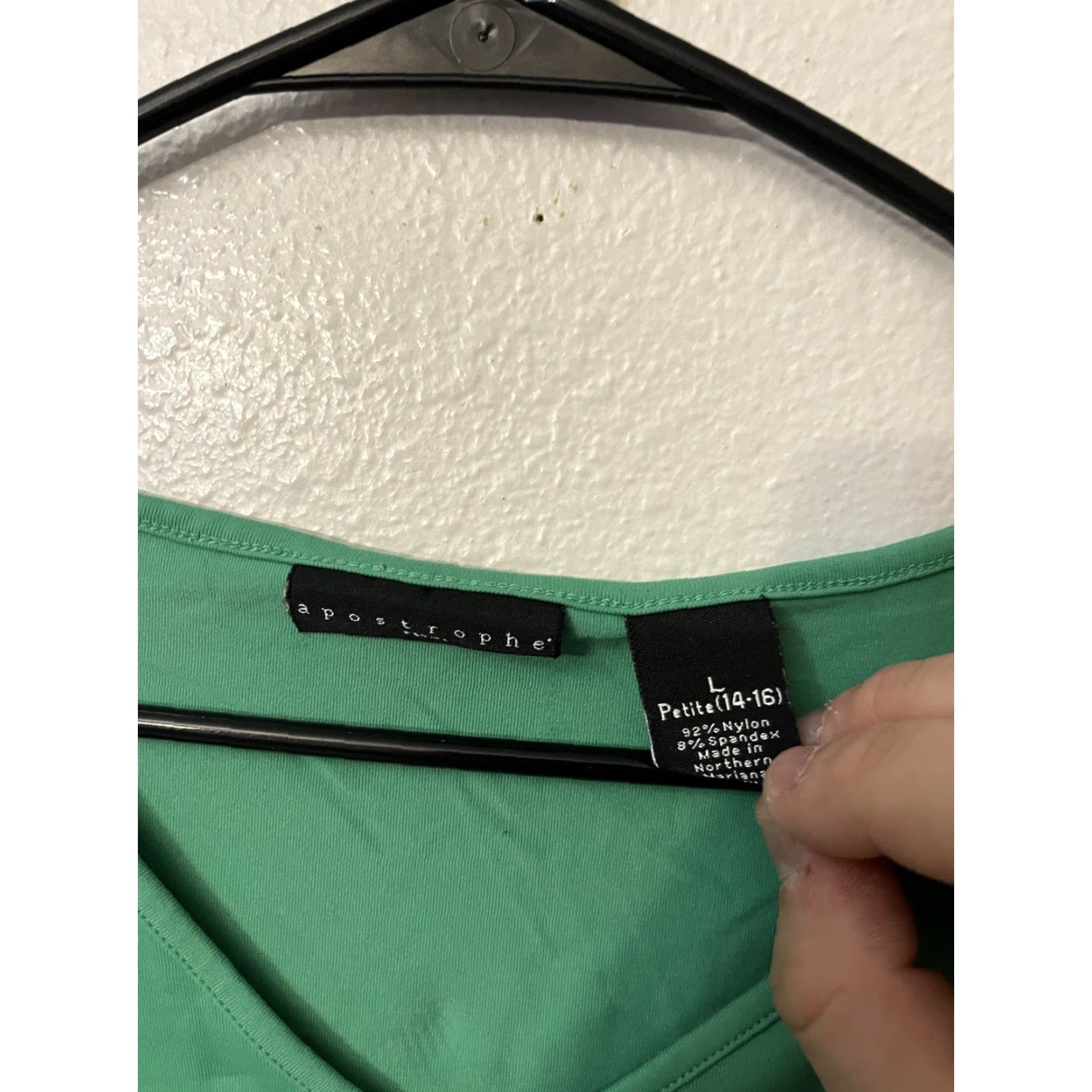 Vintage Apostrophe Vintage Top Shirt Women's Size Large Petite Green Stretch V-Neck Size L / US 10 / IT 46 - 2 Thumbnail