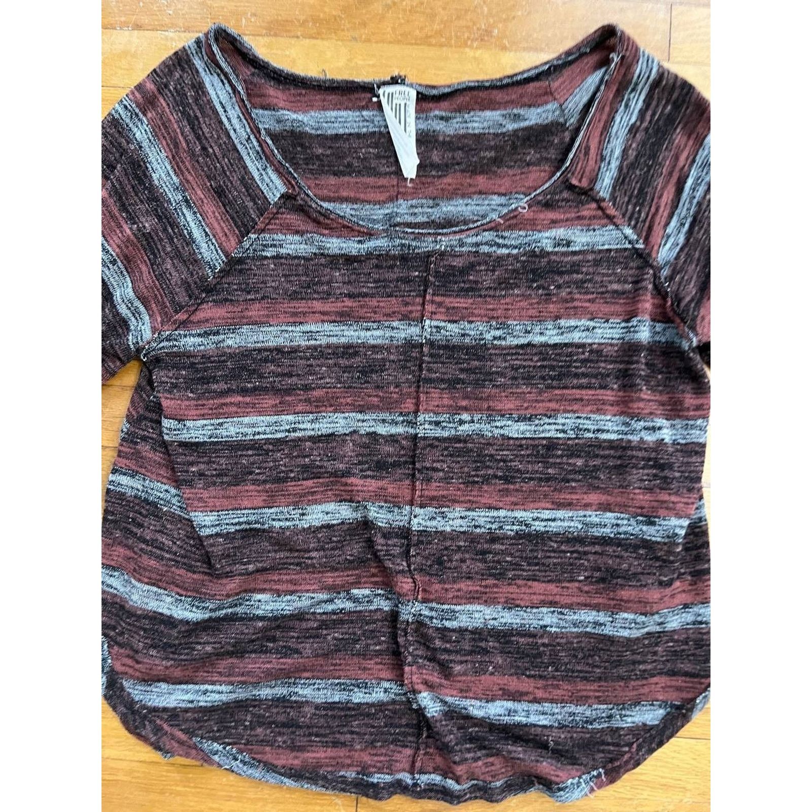 Free People FREE PEOPLE Sweater Slouchy Boho Stripe Rust L/G A001757 Size L / US 10 / IT 46 - 3 Thumbnail