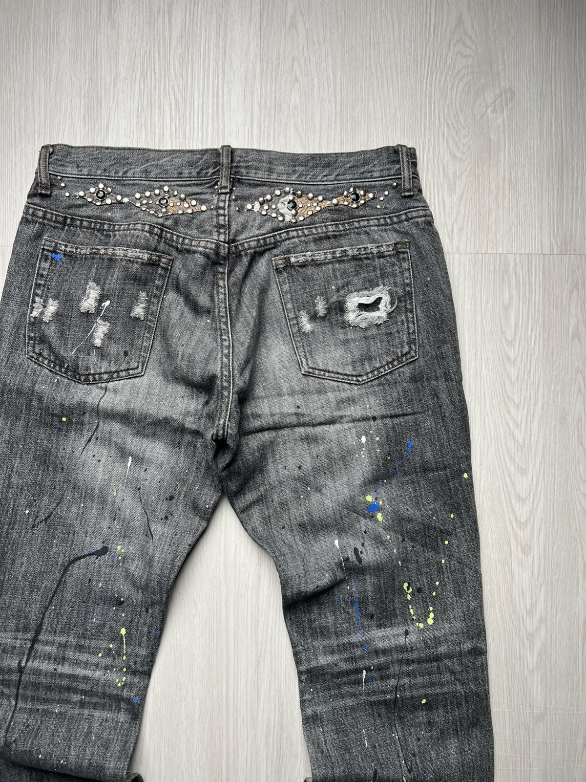 Schlussel Schlussel Paint Splatter Studded Distressed Jeans LGB ISWN Size US 31 - 3 Thumbnail
