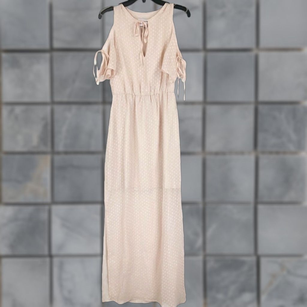 Vintage CHARLES HENRY Maxi Dress XS Tie Sleeve Cold Shoulder Bohemian Flowy Beachy Size XS / US 0-2 / IT 36-38 - 1 Thumbnail