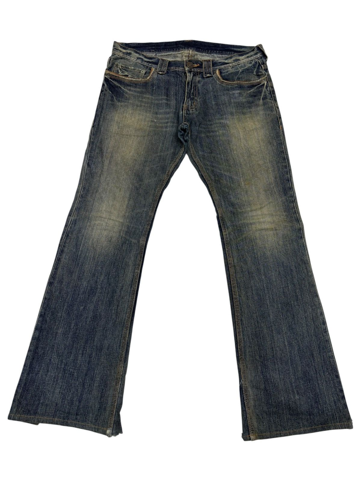 Tornado Mart Flare Jeans EDGE RUPERT Japan Mud Wash Distressed Denim Jean Size US 34 / EU 50 - 1 Thumbnail